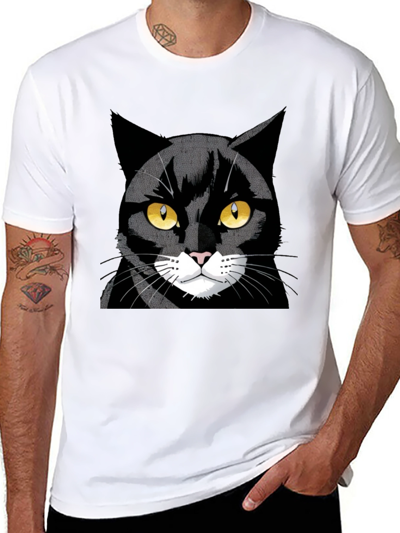 Cool Black Cat Graphic Tee