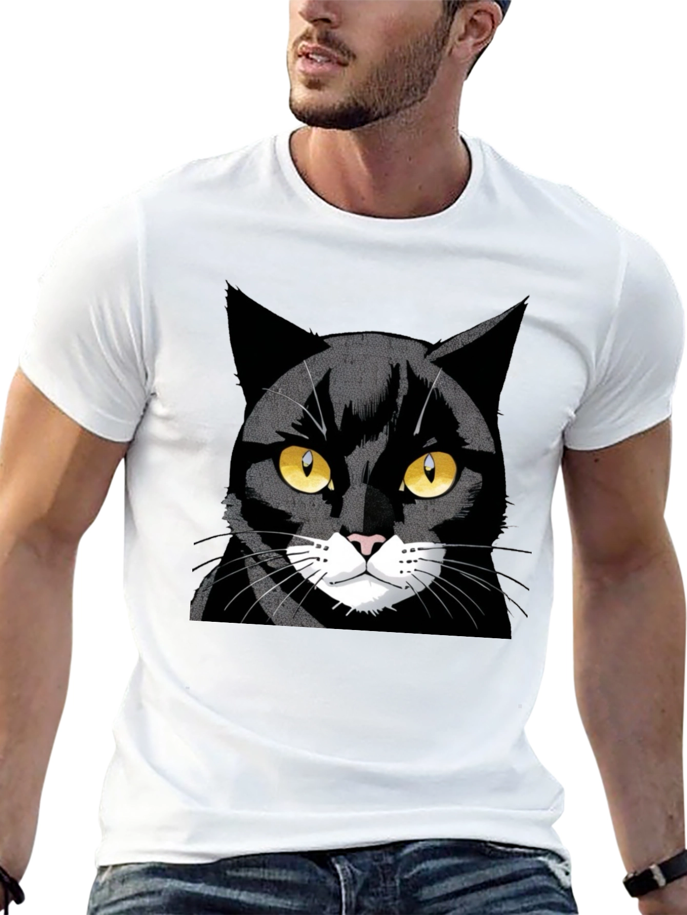 Cool Black Cat Graphic Tee