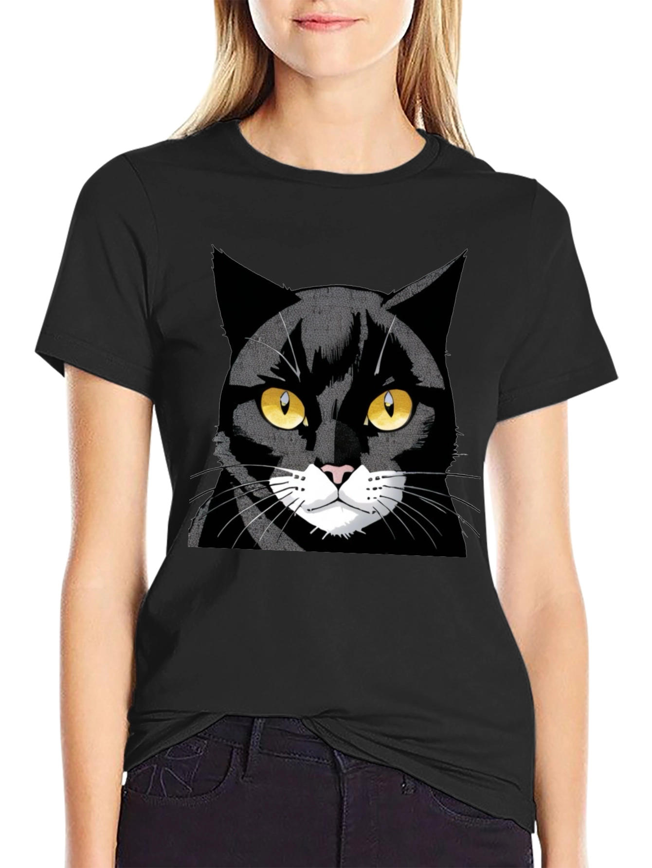 Cool Black Cat Graphic Tee