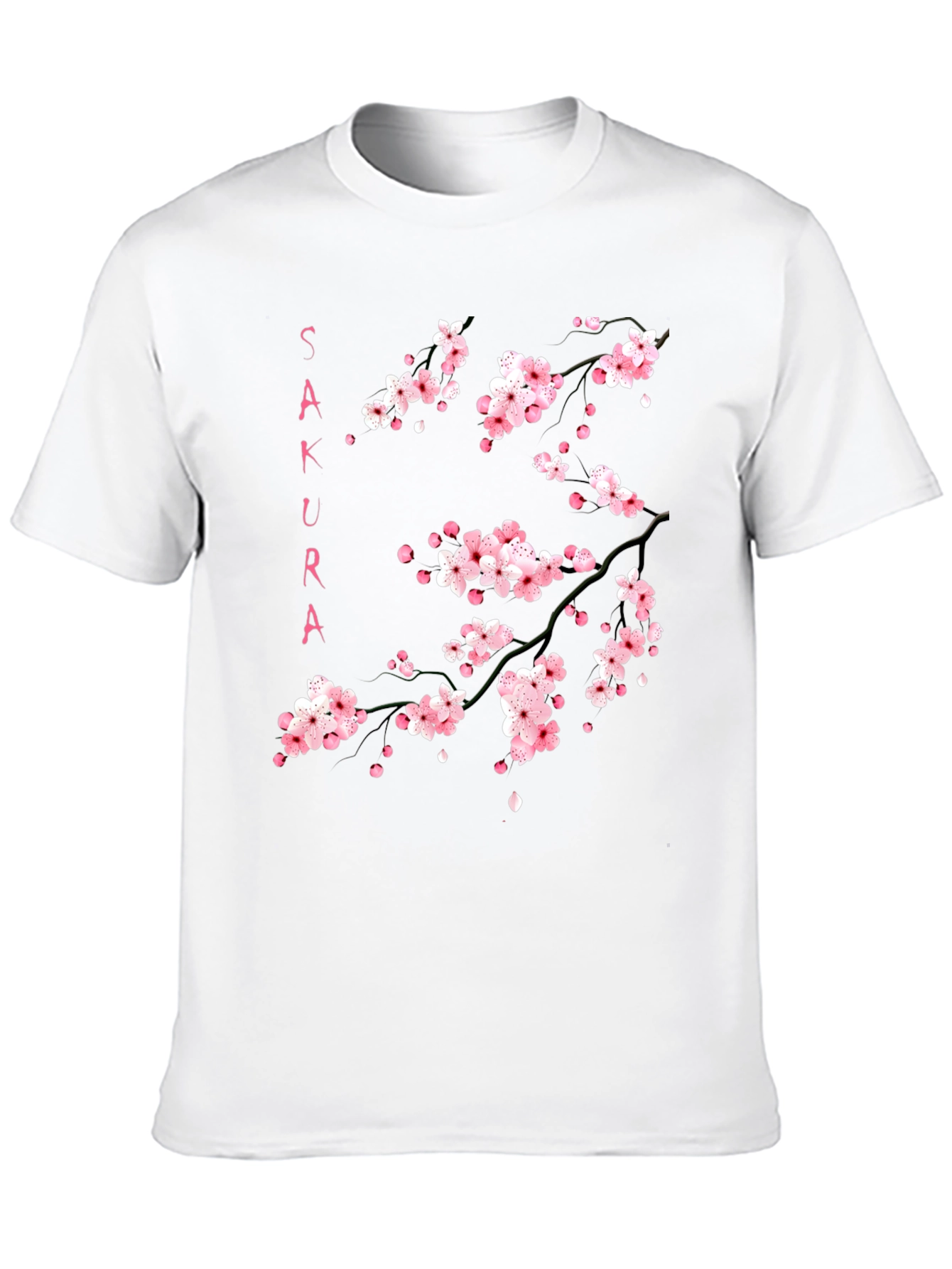 Sakura Branch Graphic Print Black T-Shirt