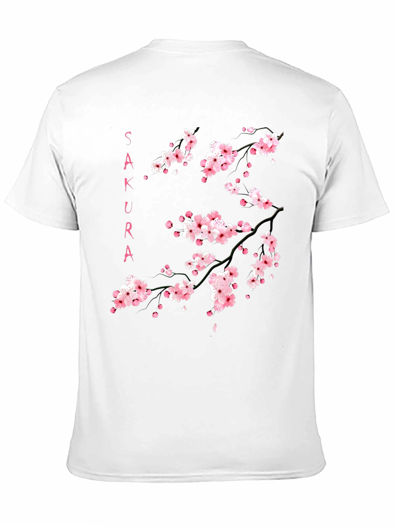 Sakura Branch Graphic Print Black T-Shirt