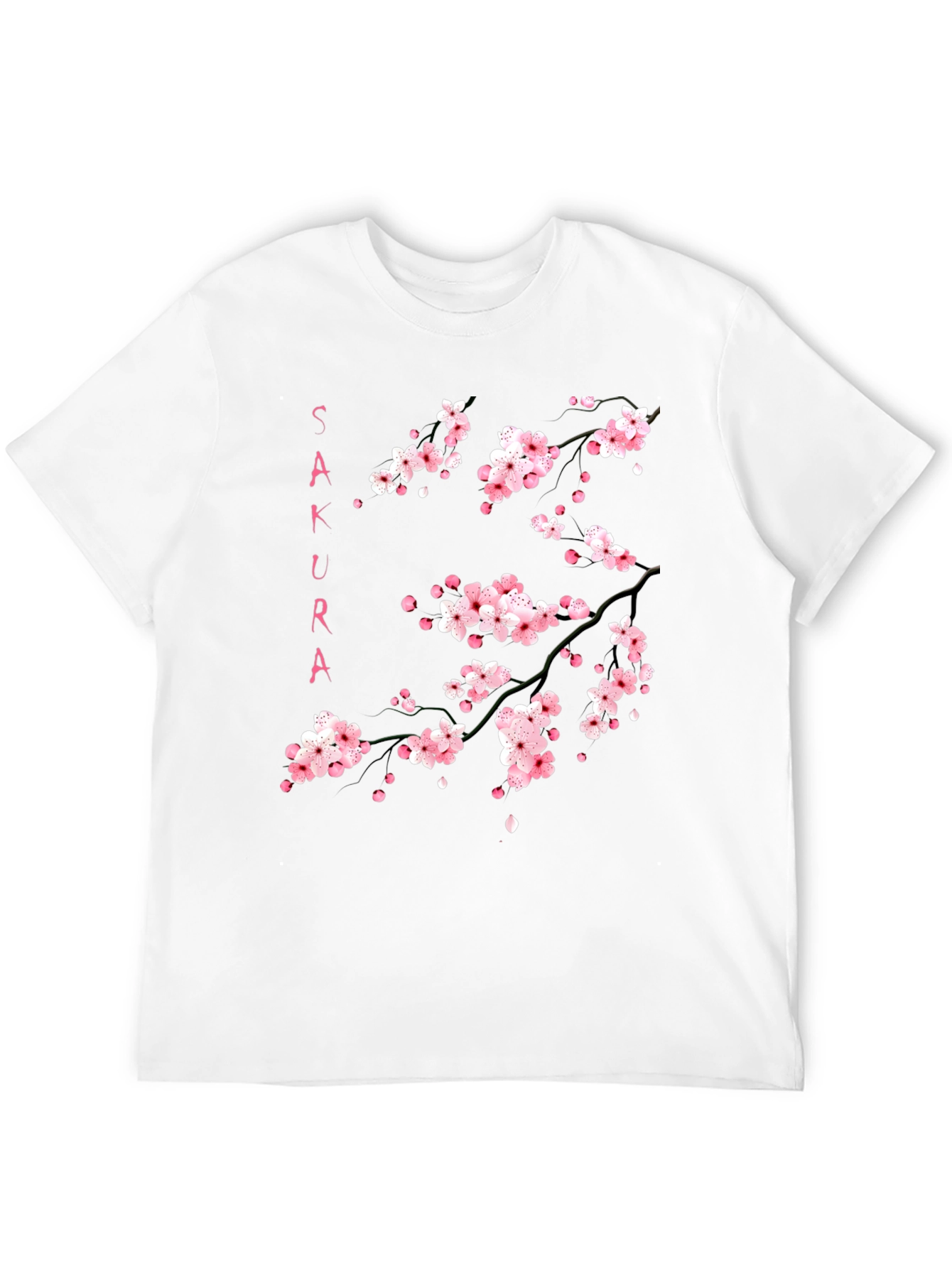 Sakura Branch Graphic Print Black T-Shirt