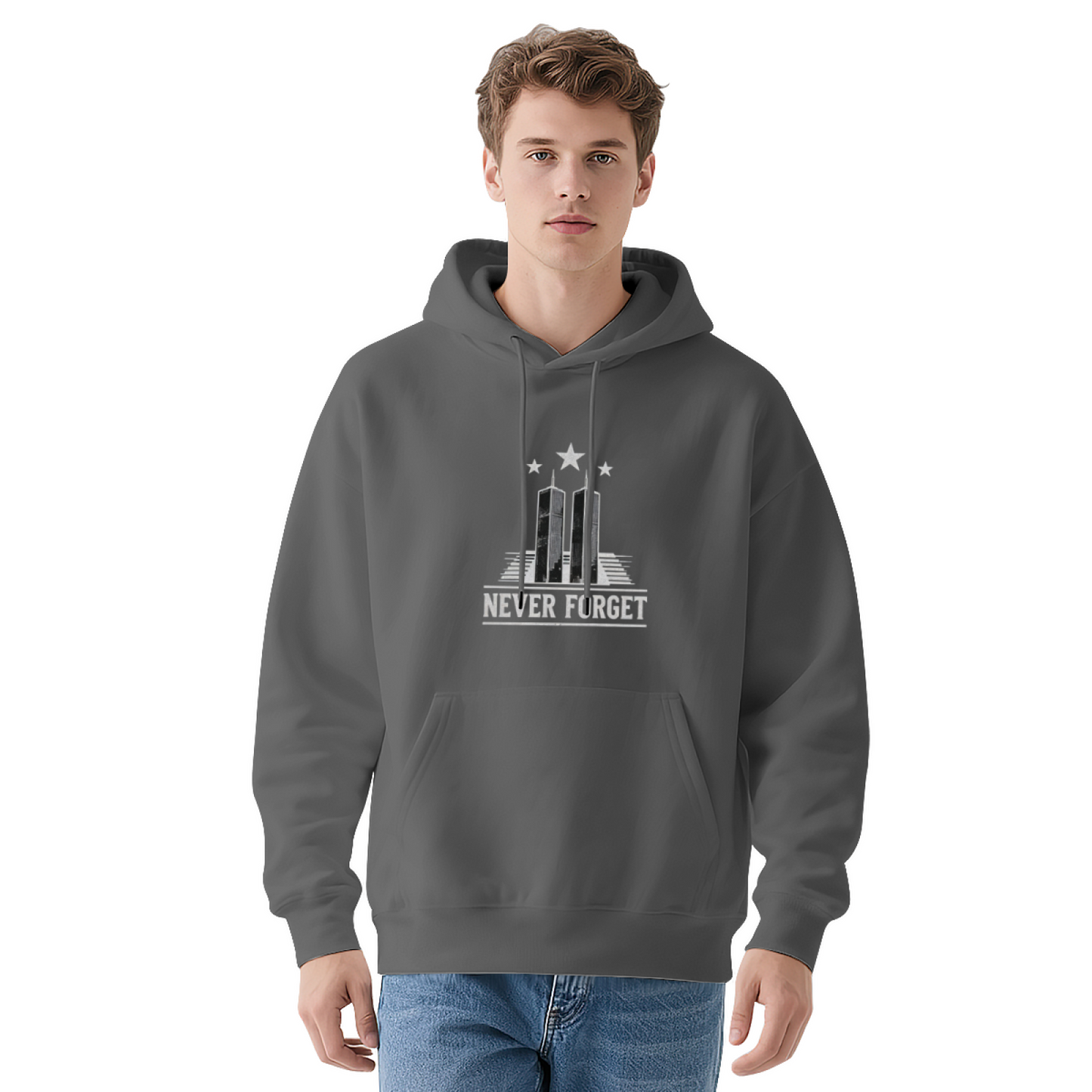 Never Forget Minimalist Twin Towers 9/11 Patriot Day Hoodie