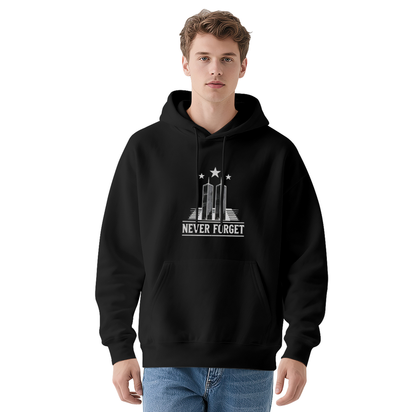 Never Forget Minimalist Twin Towers 9/11 Patriot Day Hoodie