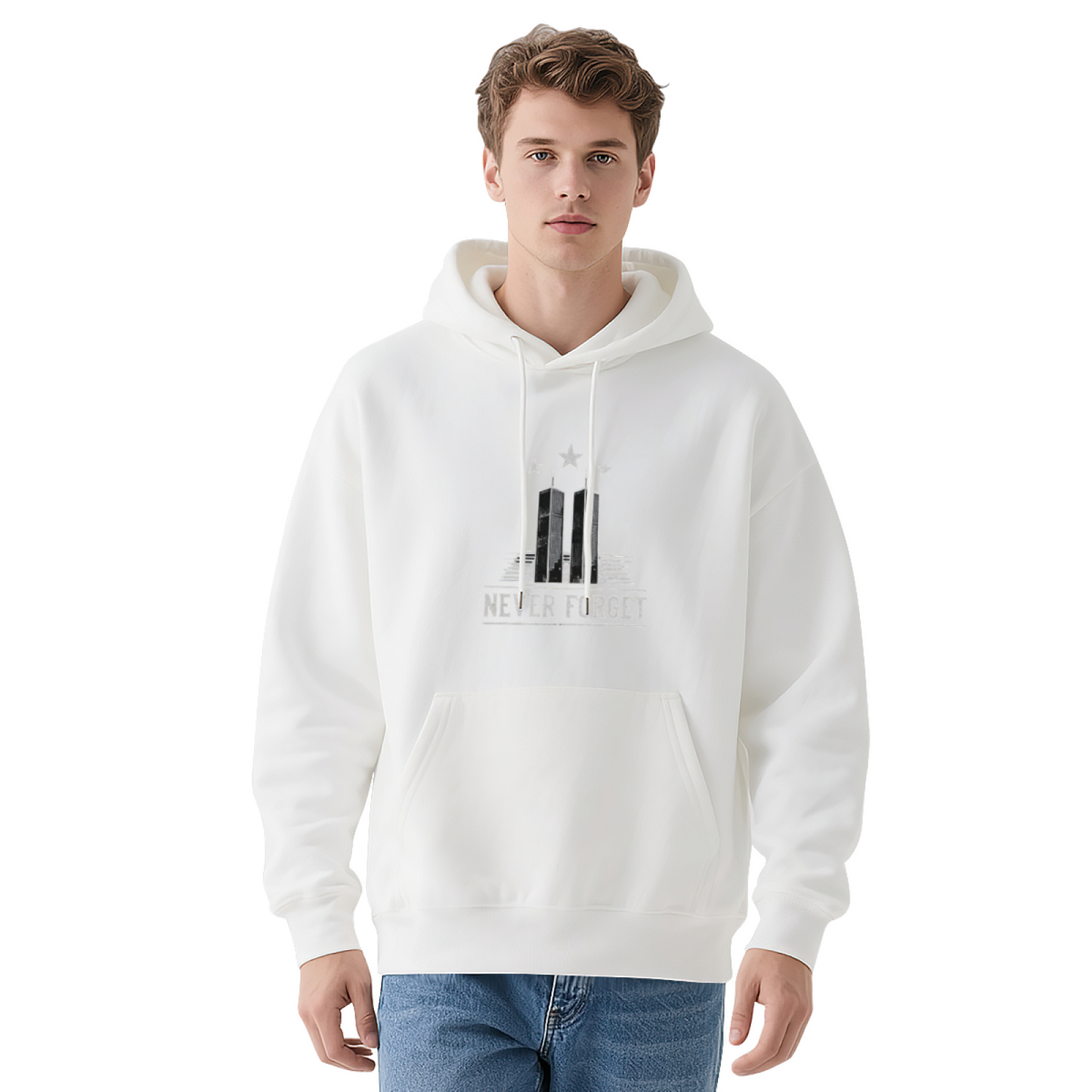 Never Forget Minimalist Twin Towers 9/11 Patriot Day Hoodie