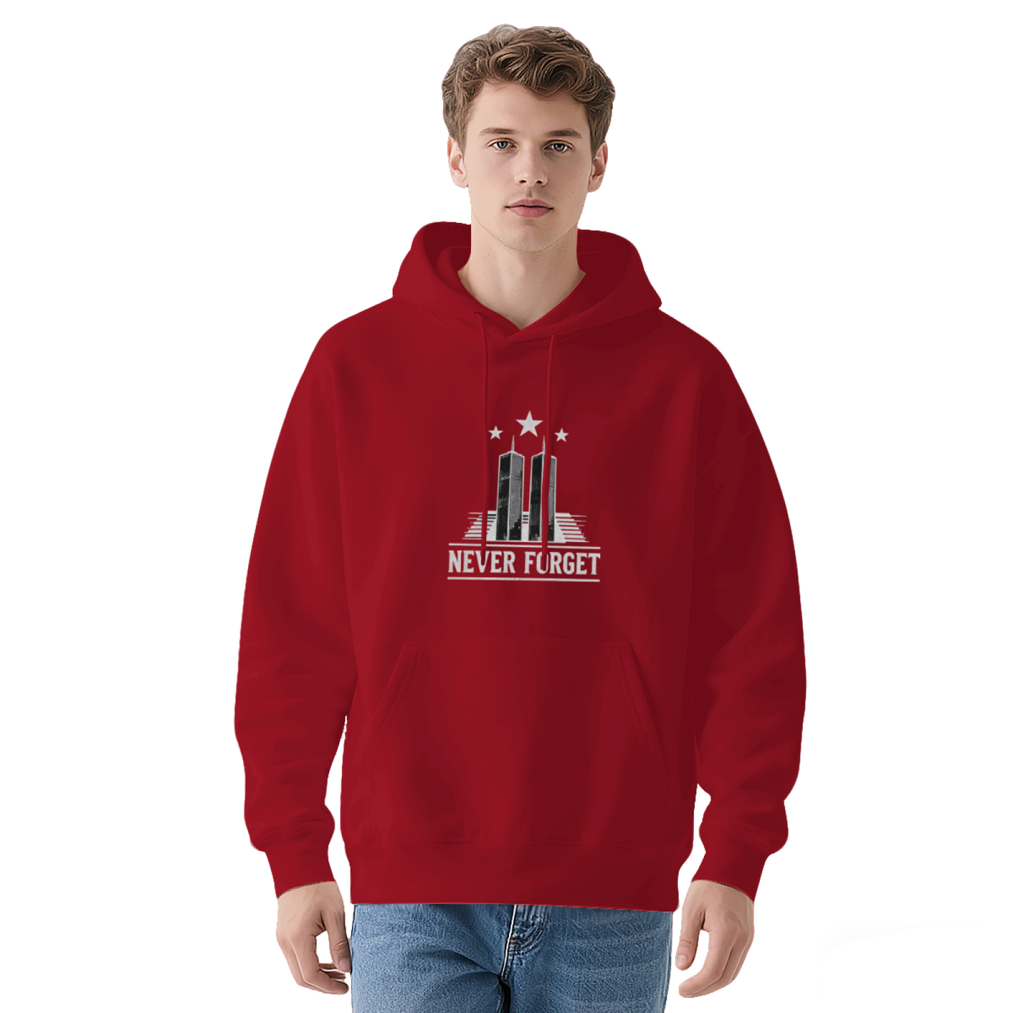 Never Forget Minimalist Twin Towers 9/11 Patriot Day Hoodie