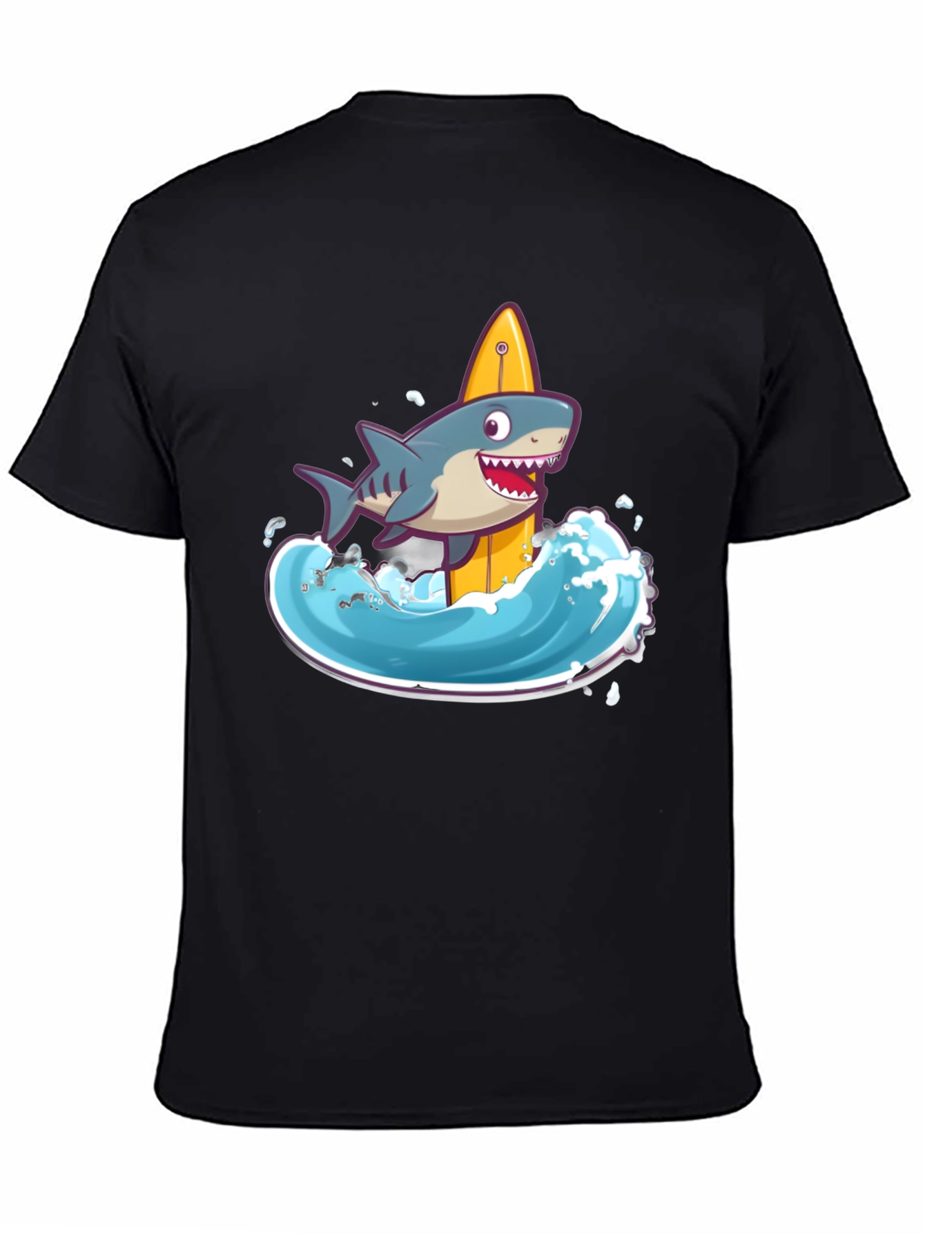 Surfing Shark Graphic Tee - Black