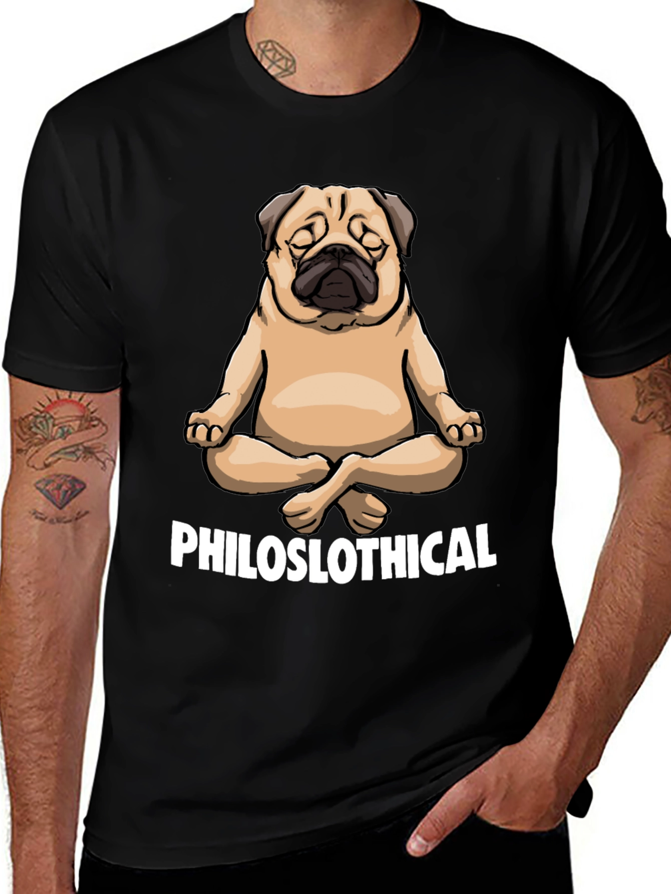 Philoslothical Pug T-Shirt - Yoga Meditation