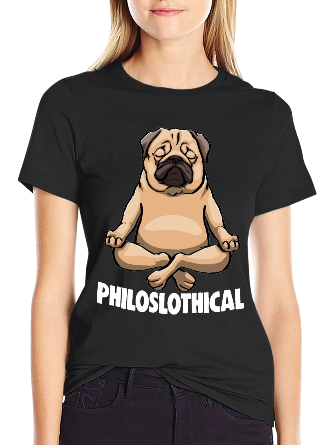 Philoslothical Pug T-Shirt - Yoga Meditation