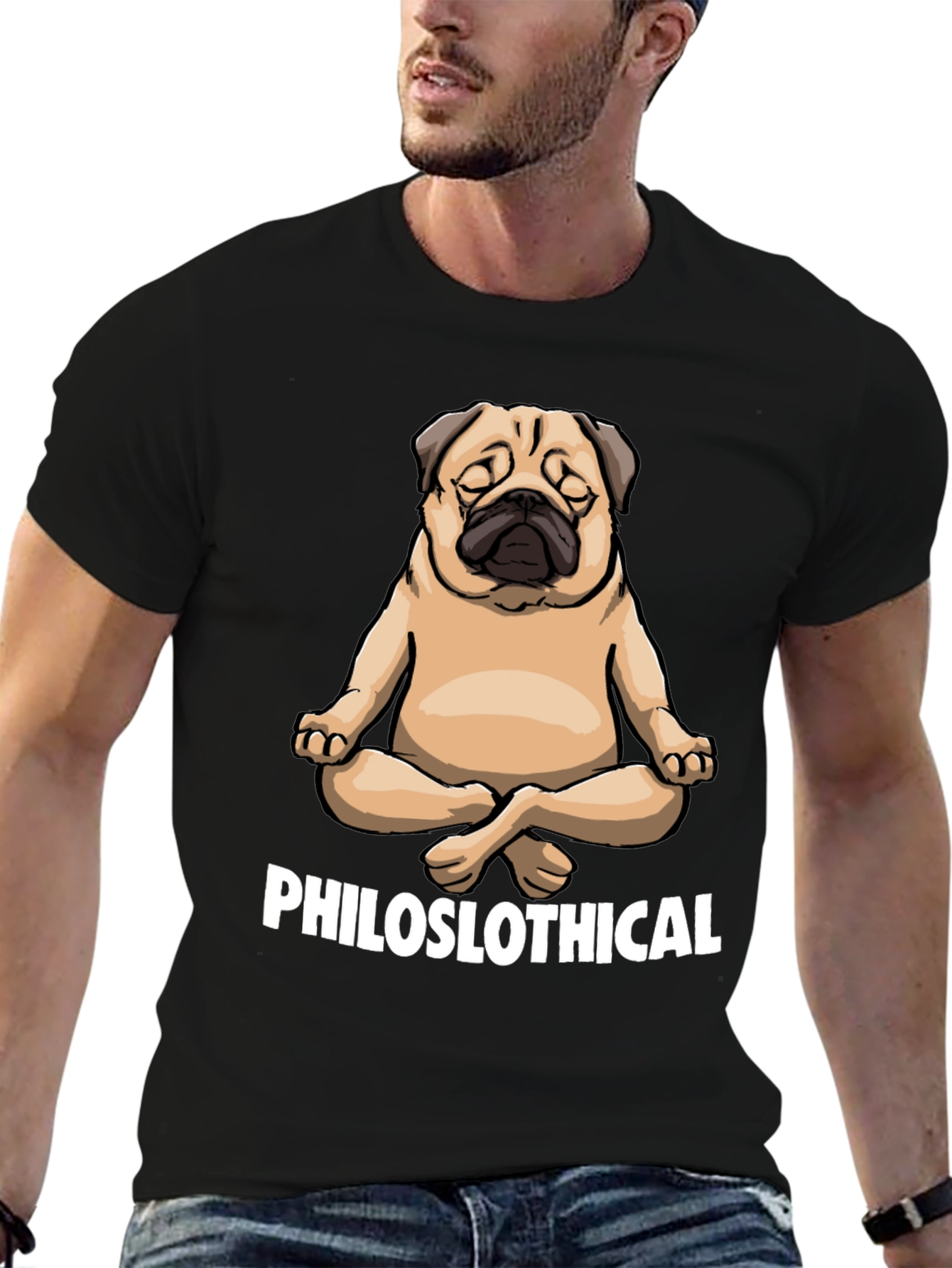 Philoslothical Pug T-Shirt - Yoga Meditation