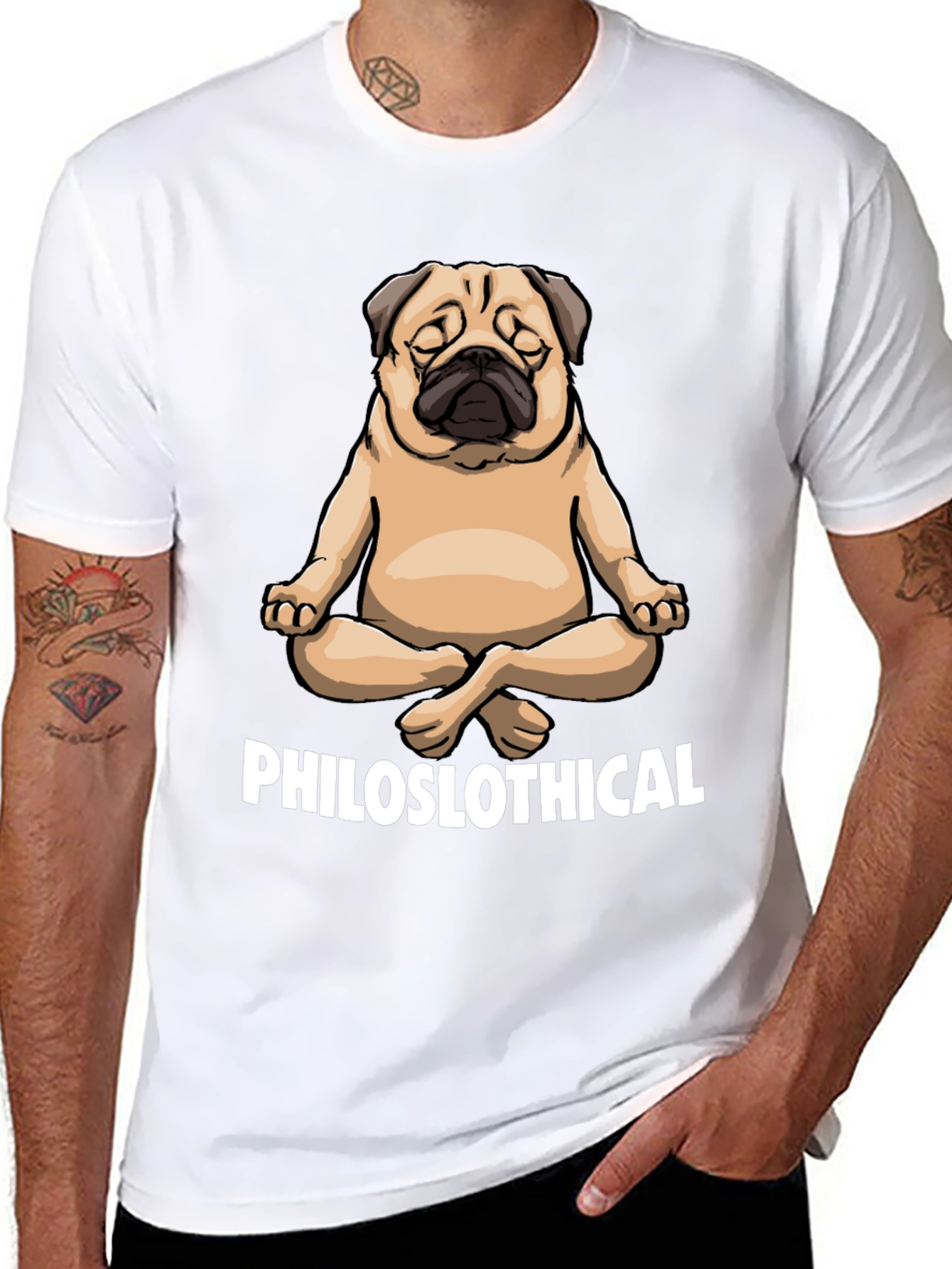 Philoslothical Pug T-Shirt - Yoga Meditation