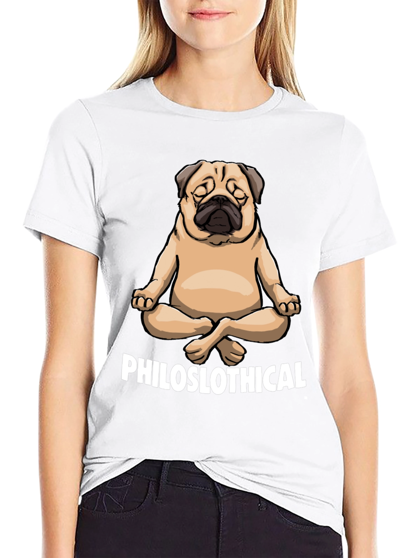 Philoslothical Pug T-Shirt - Yoga Meditation