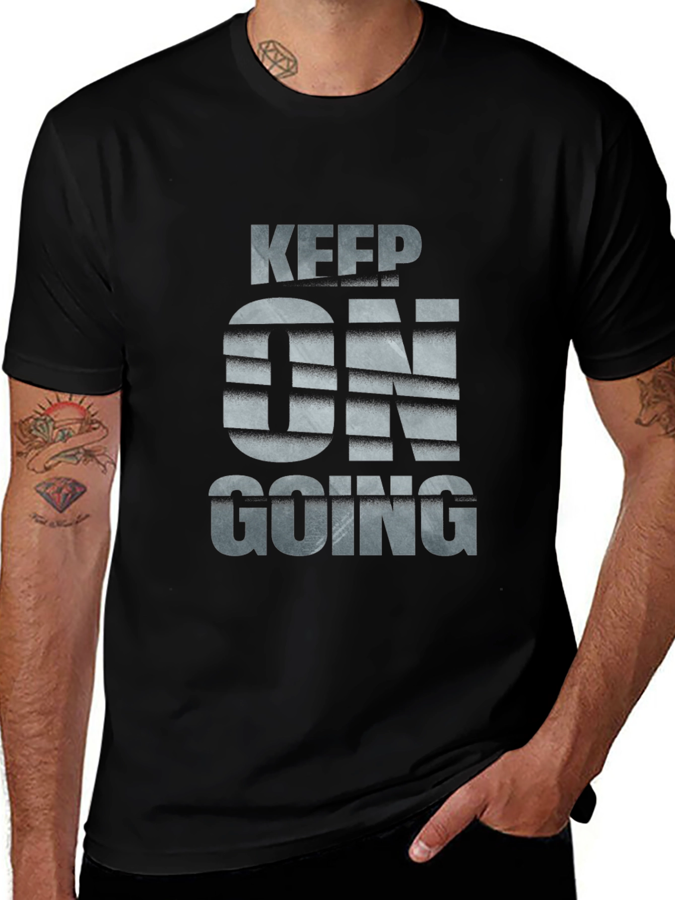 Keep On Going Black Graphic Tee