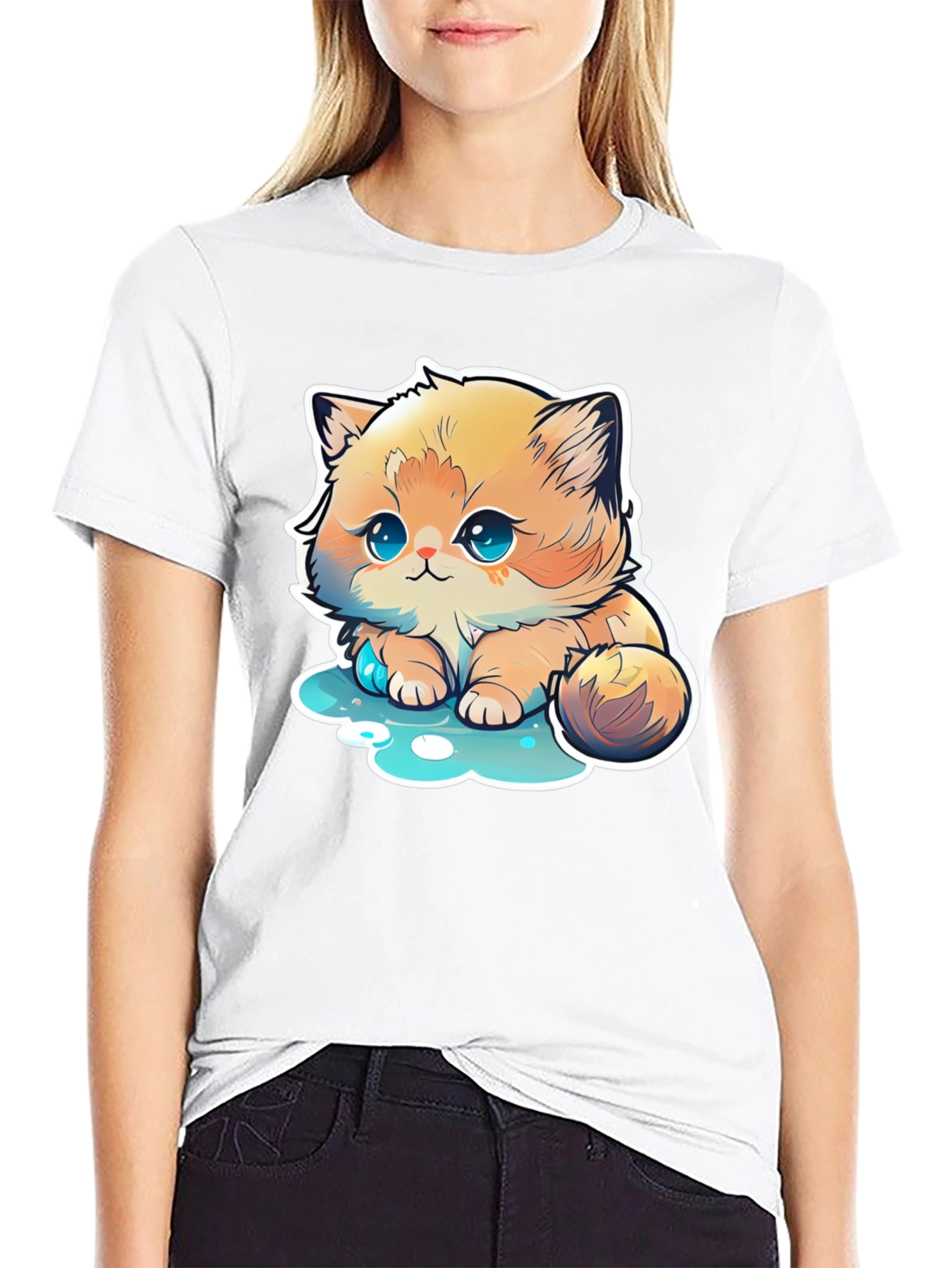 Cute Cartoon Kitten T-Shirt