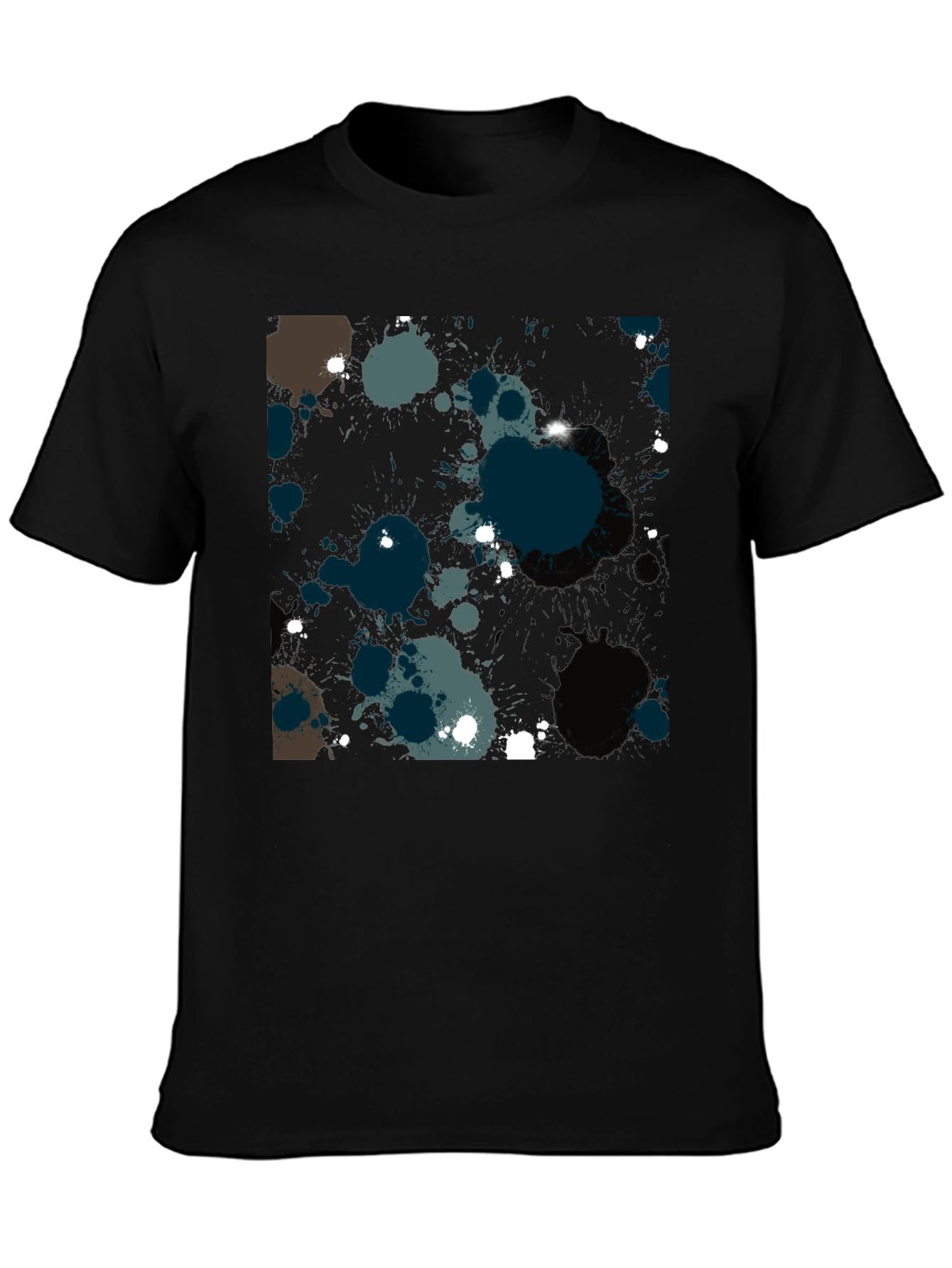 Mens Black Splatter Paint Graphic Tee