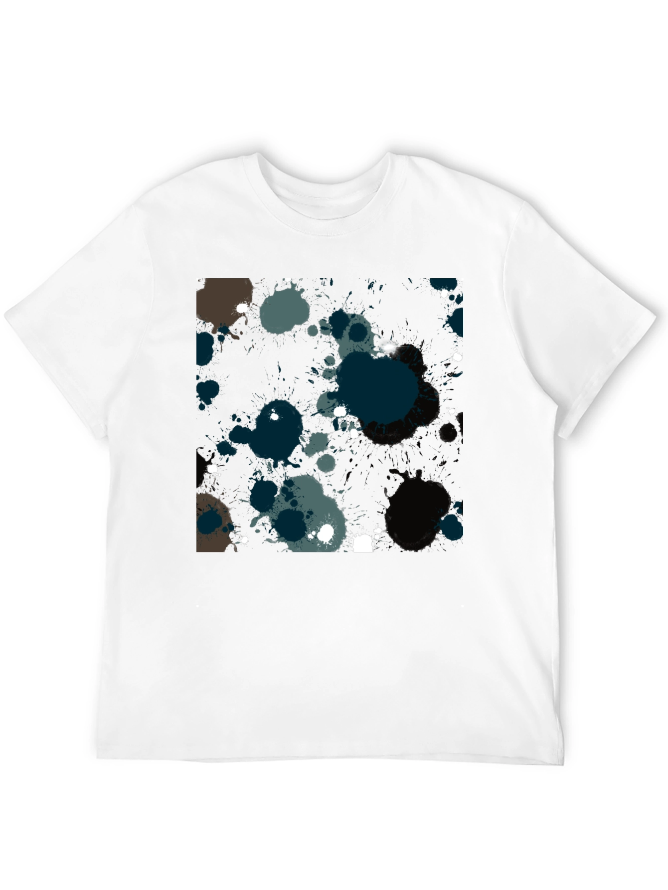 Mens Black Splatter Paint Graphic Tee
