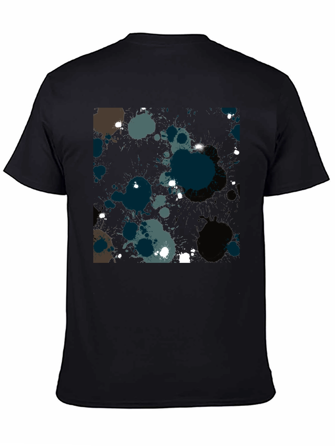 Mens Black Splatter Paint Graphic Tee