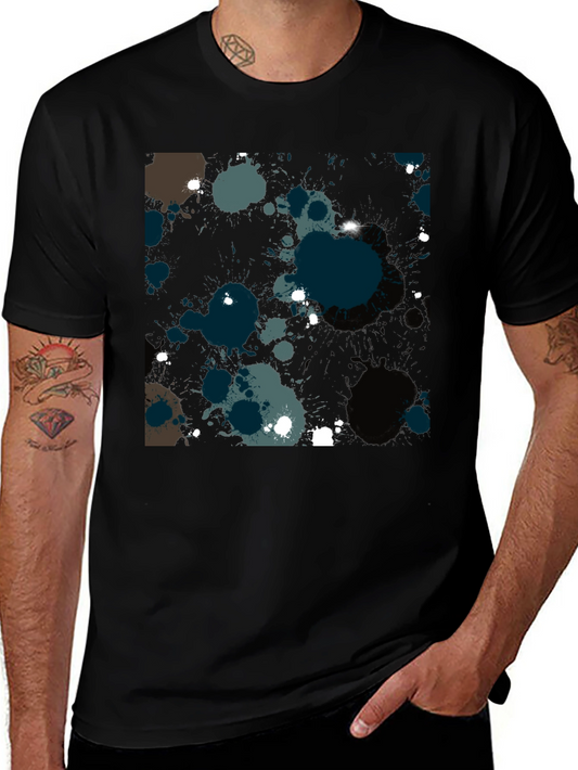 Mens Black Splatter Paint Graphic Tee