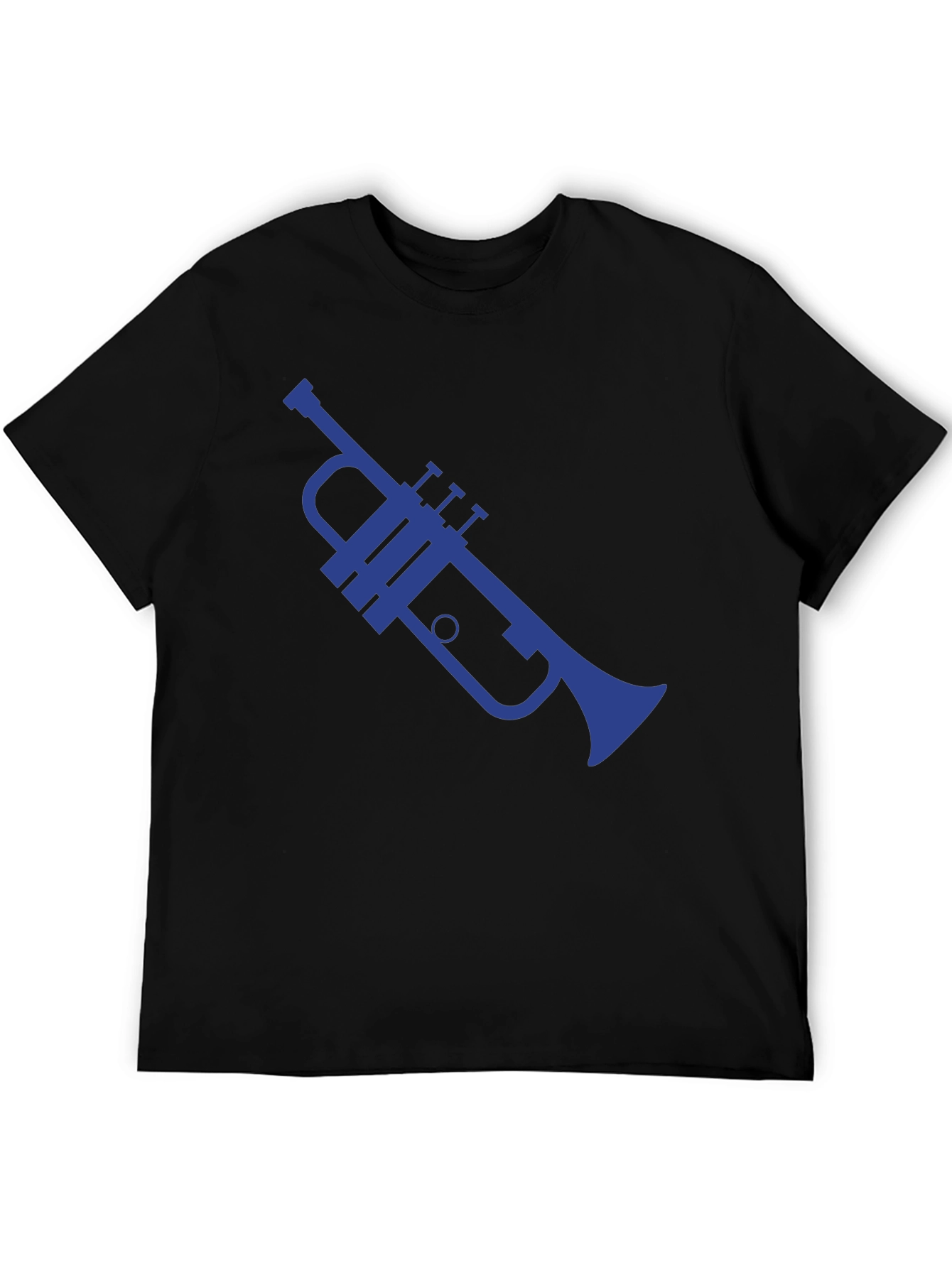 Blue Trumpet Graphic Black T-Shirt