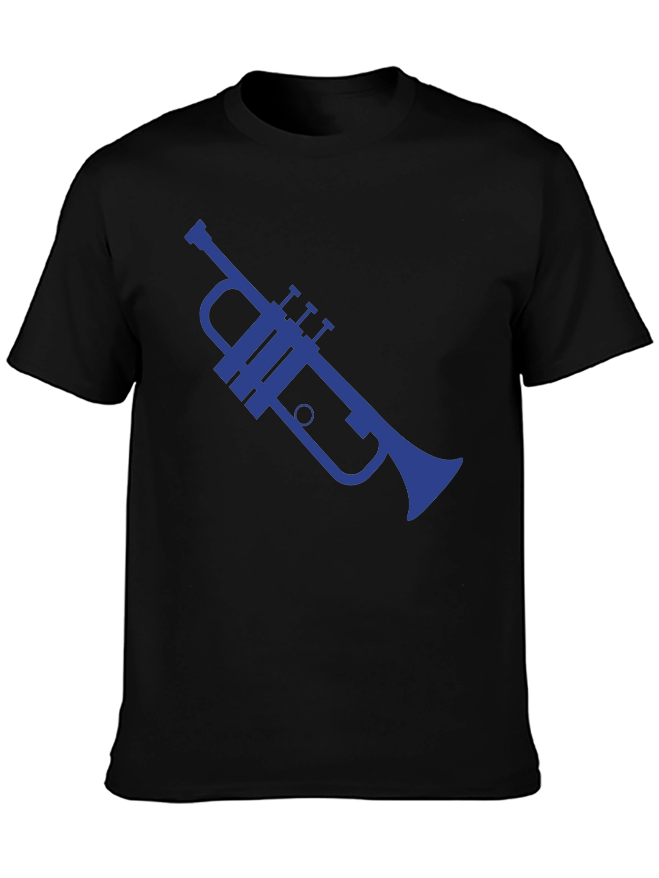 Blue Trumpet Graphic Black T-Shirt