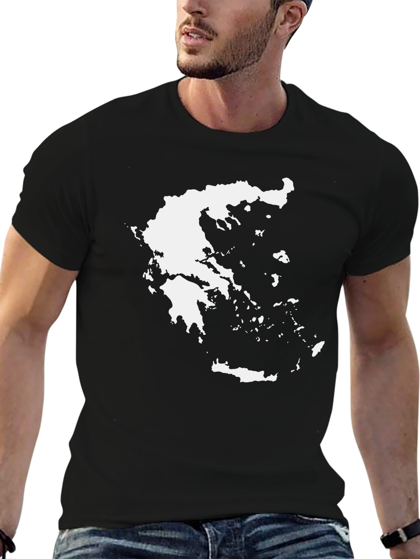 Greece Map T-Shirt - Stylish Black Tee