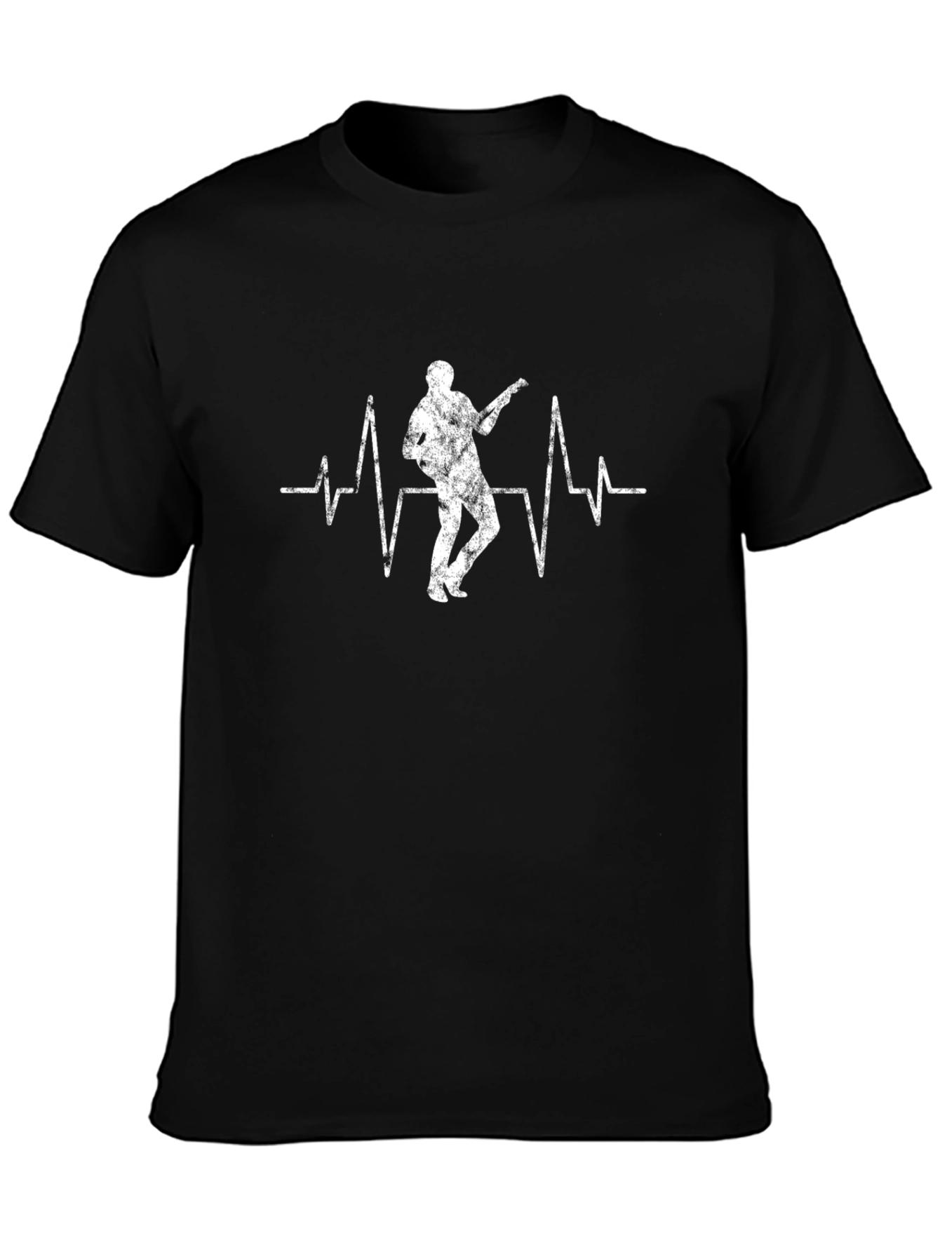 Guitar Player Heartbeat T-Shirt - Black