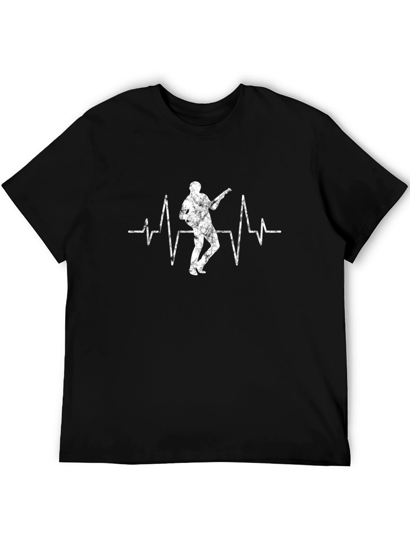 Guitar Player Heartbeat T-Shirt - Black