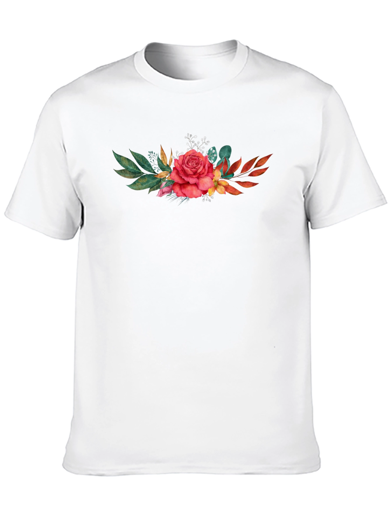 Floral Rose T-Shirt - Stylish Black Tee