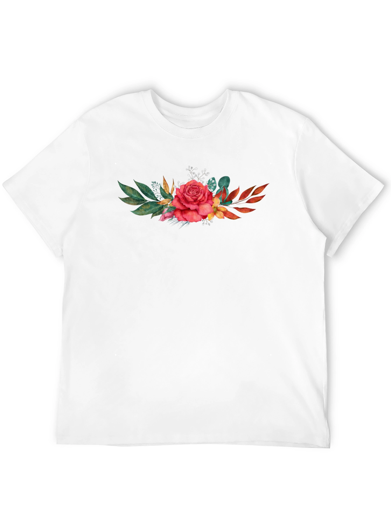 Floral Rose T-Shirt - Stylish Black Tee