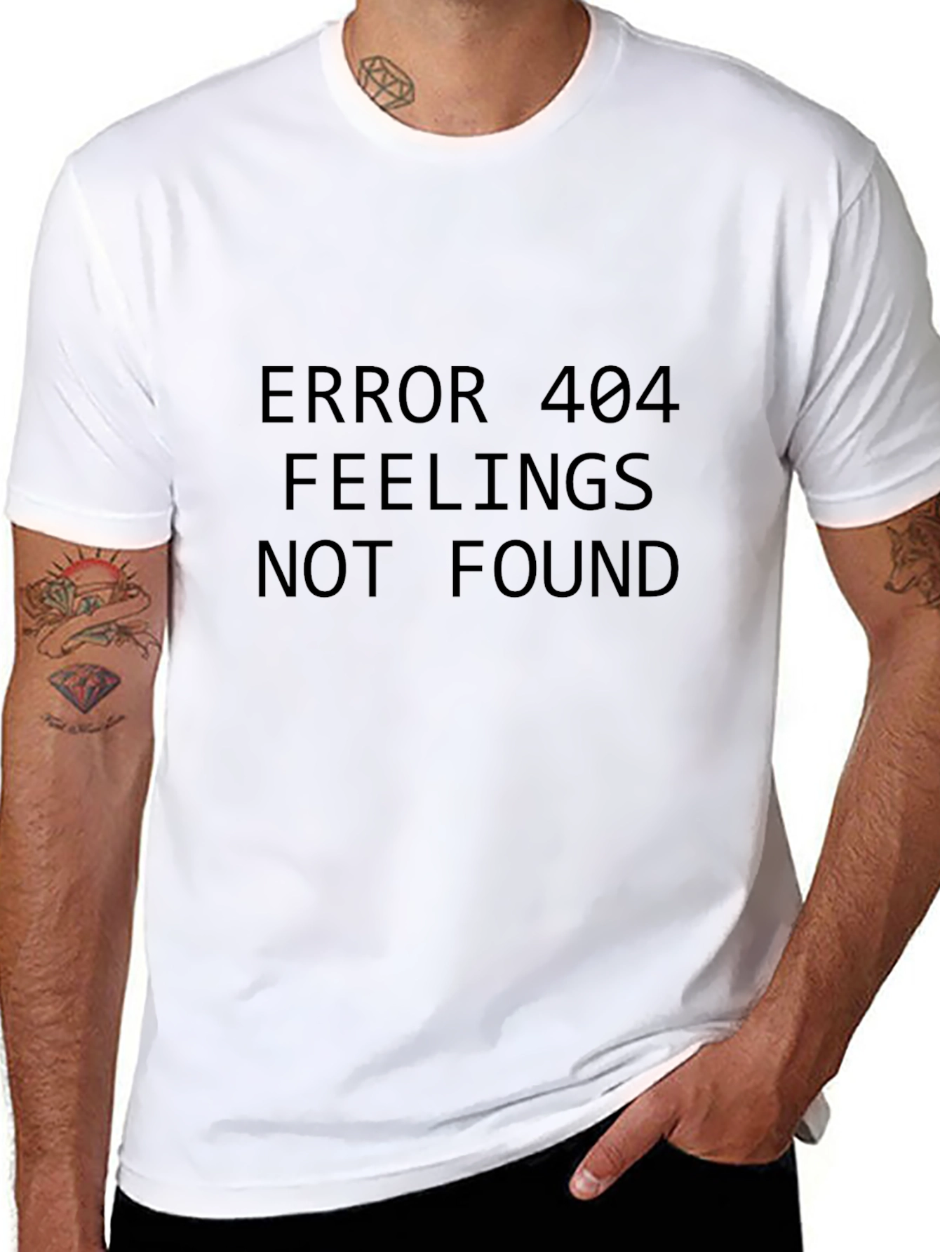 Error 404 Feelings Not Found Black T-Shirt