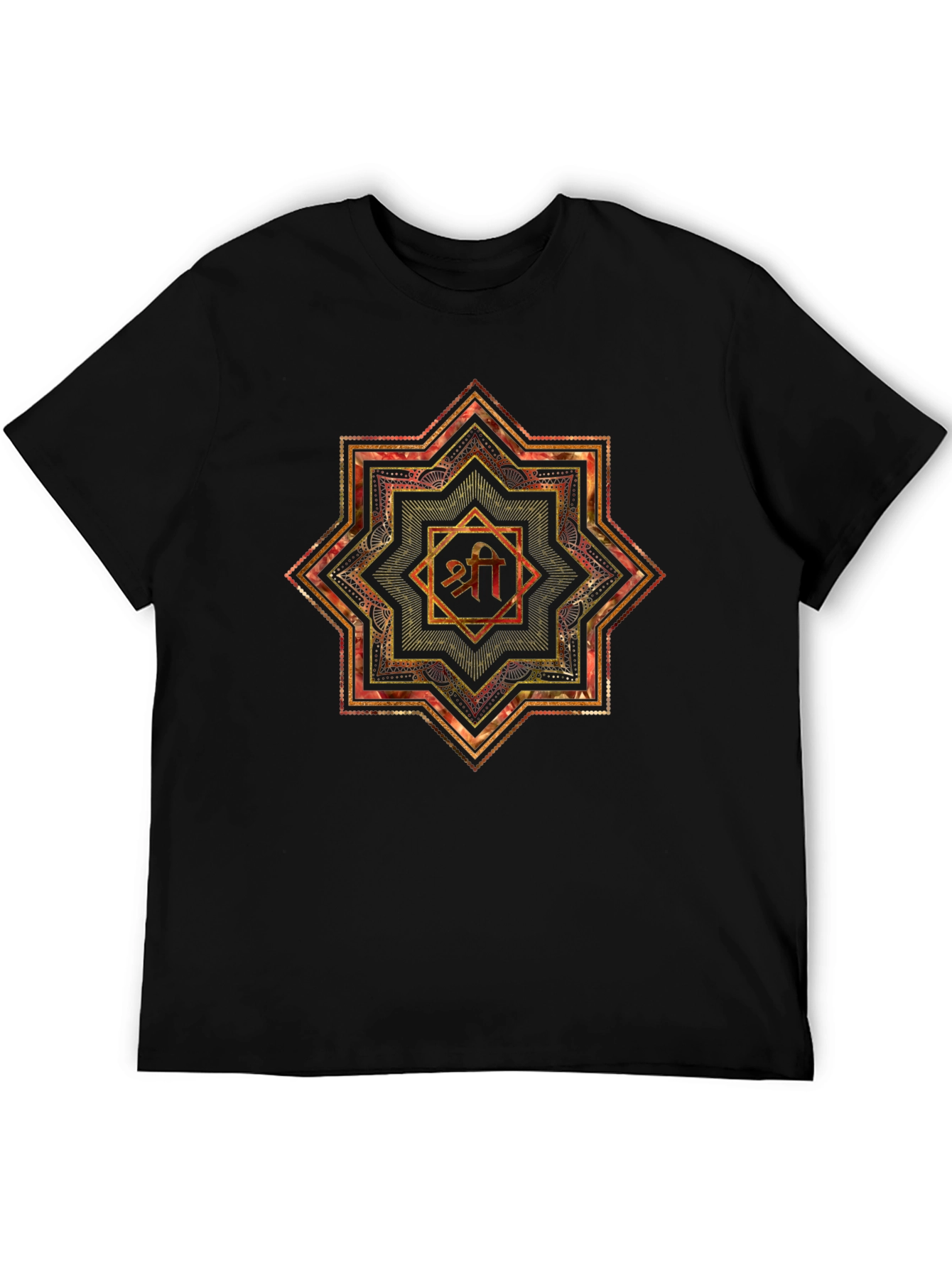 Mandala Shri Yantra Graphic Black T-Shirt