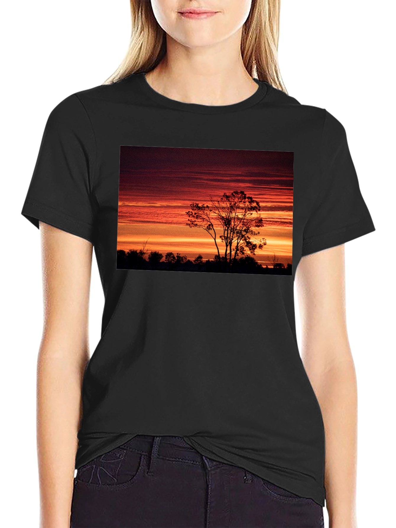 Sunset Silhouette T-Shirt - Nature Inspired Graphic Tee