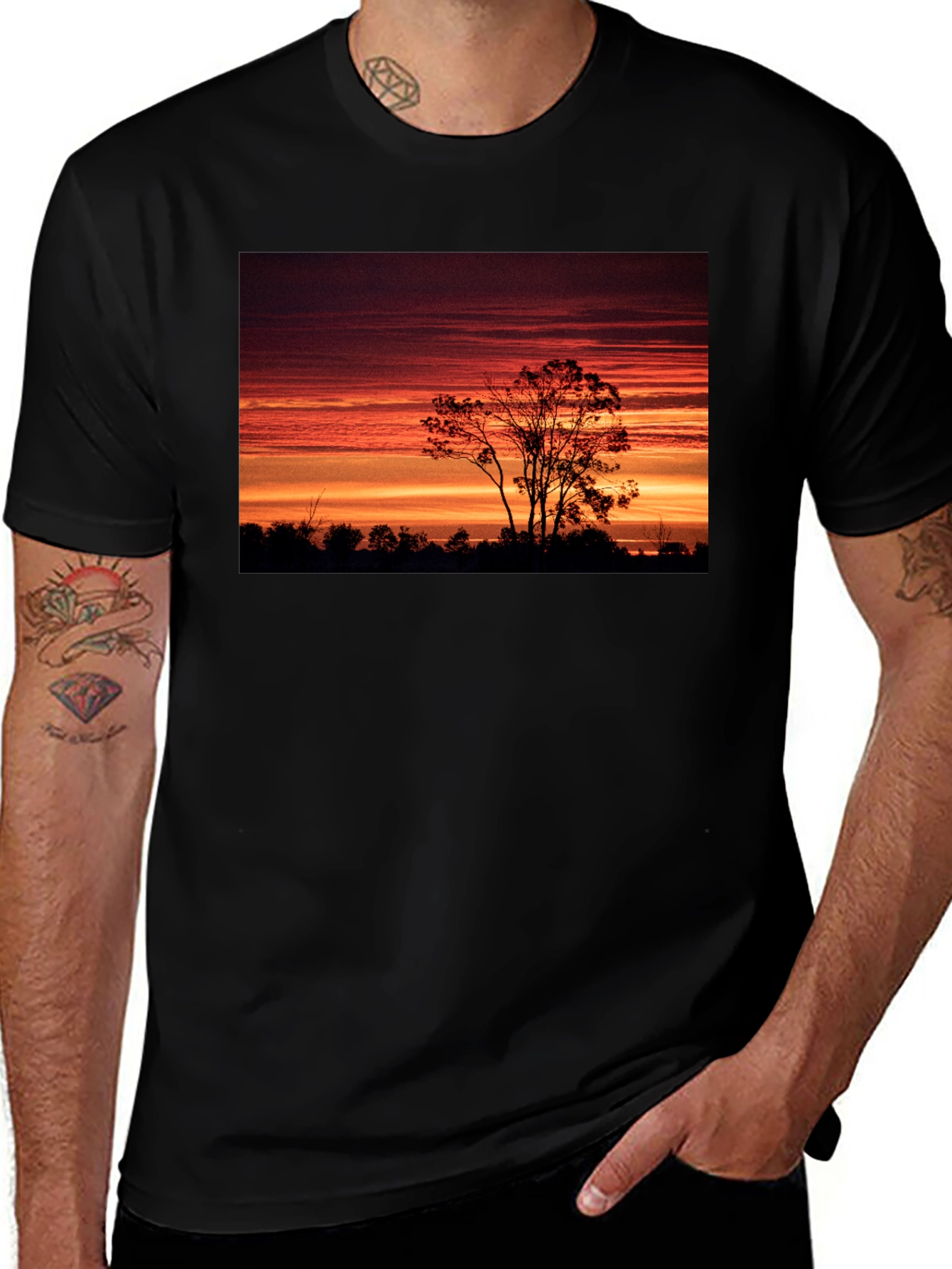 Sunset Silhouette T-Shirt - Nature Inspired Graphic Tee