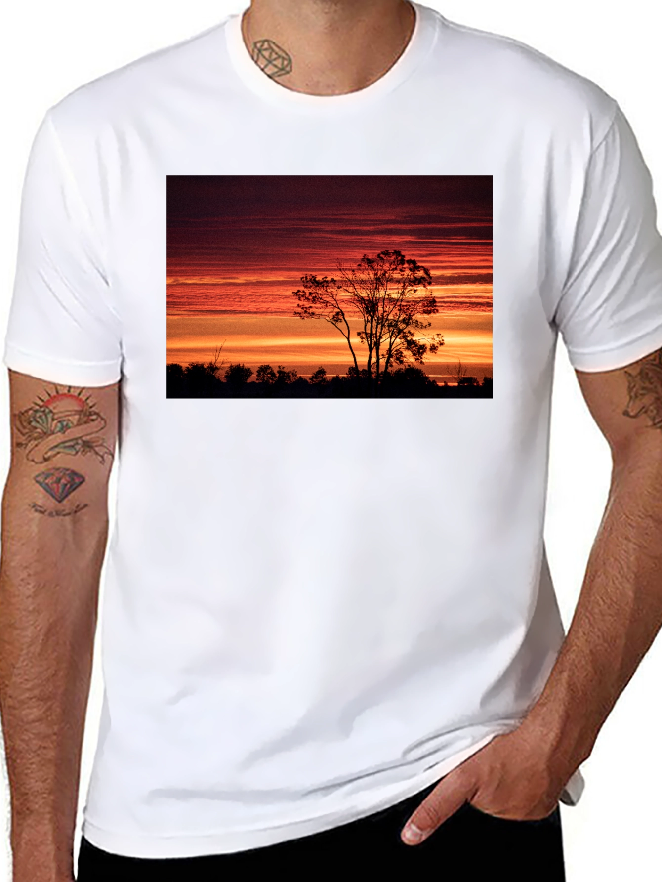 Sunset Silhouette T-Shirt - Nature Inspired Graphic Tee