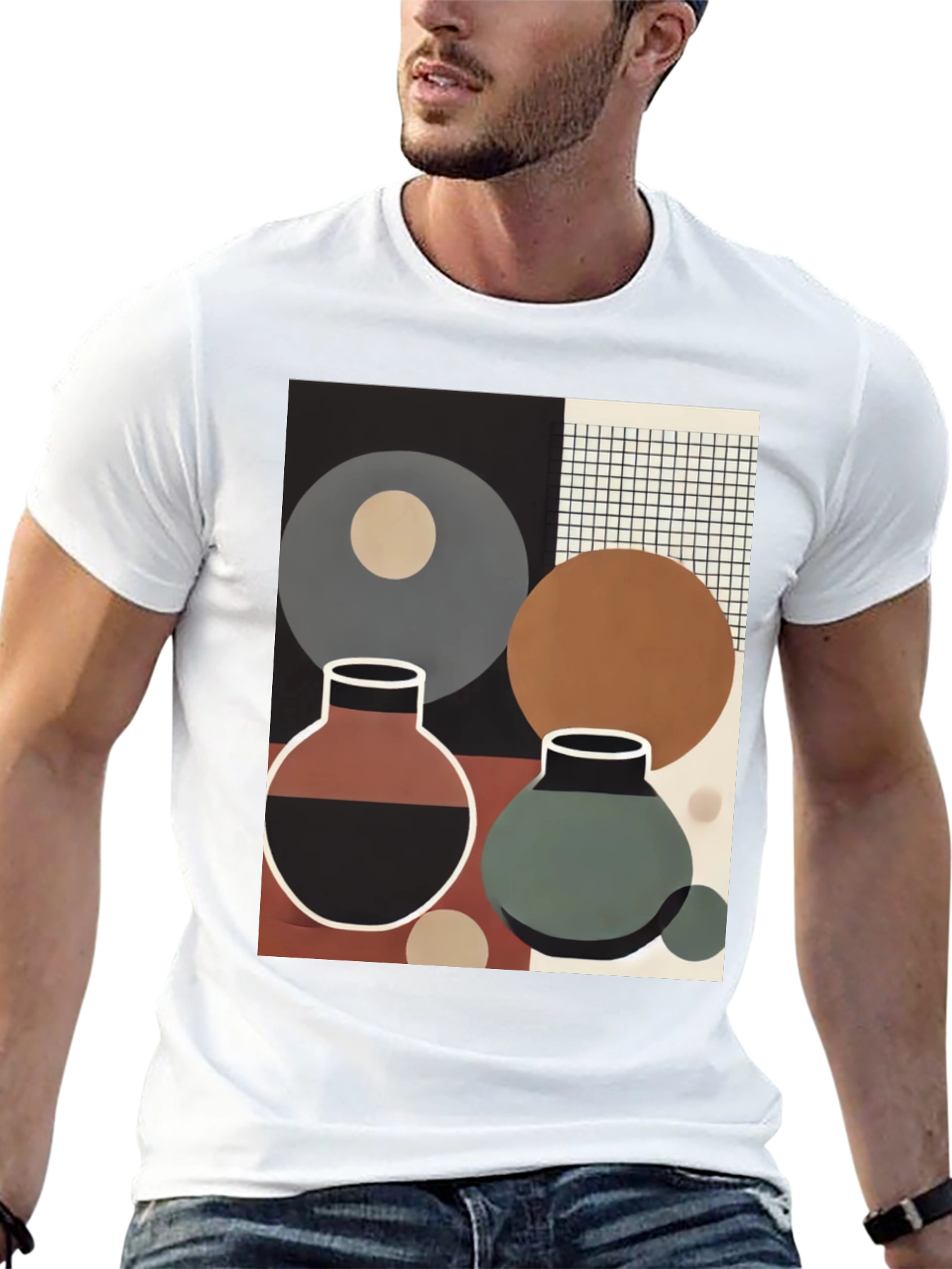 Abstract Geometric Vases T-Shirt - Modern Art Tee