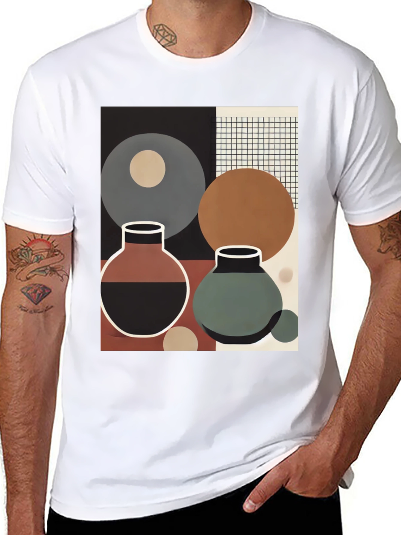 Abstract Geometric Vases T-Shirt - Modern Art Tee