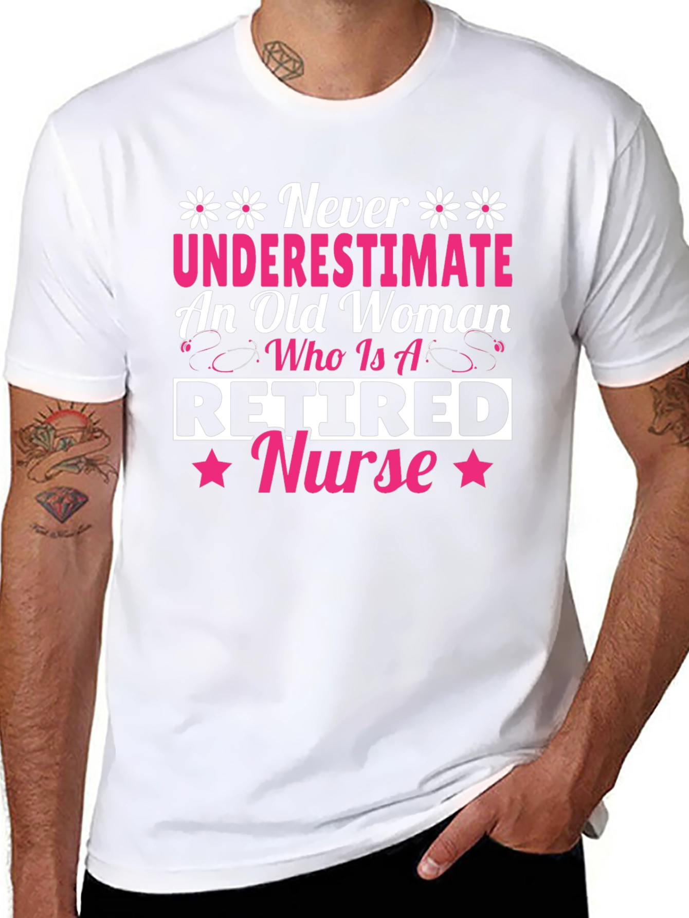 Retired Nurse T-Shirt - Never Underestimate Old Woman