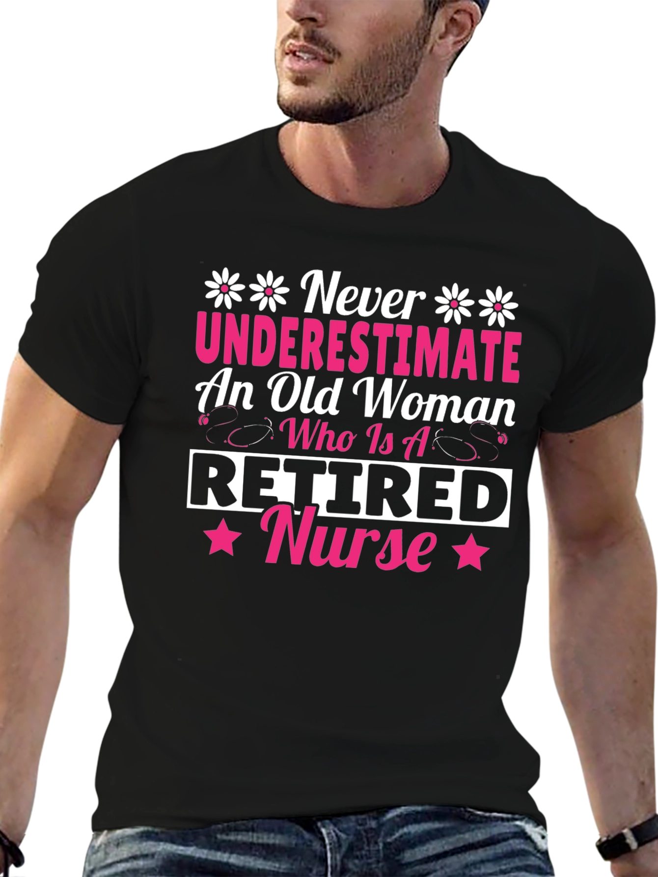 Retired Nurse T-Shirt - Never Underestimate Old Woman