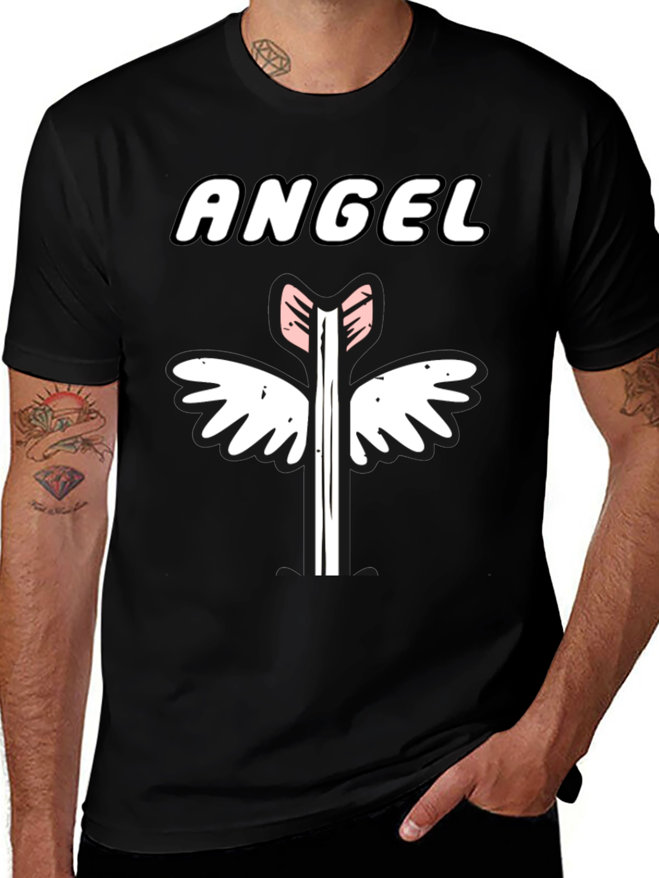 Angel Arrow Graphic Tee - Unisex Black Cotton T-Shirt