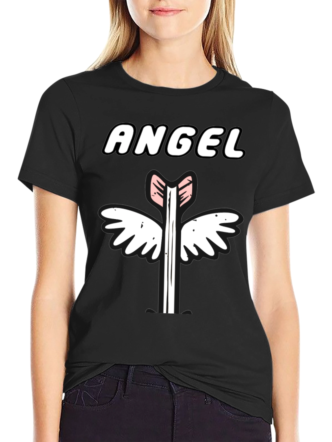 Angel Arrow Graphic Tee - Unisex Black Cotton T-Shirt