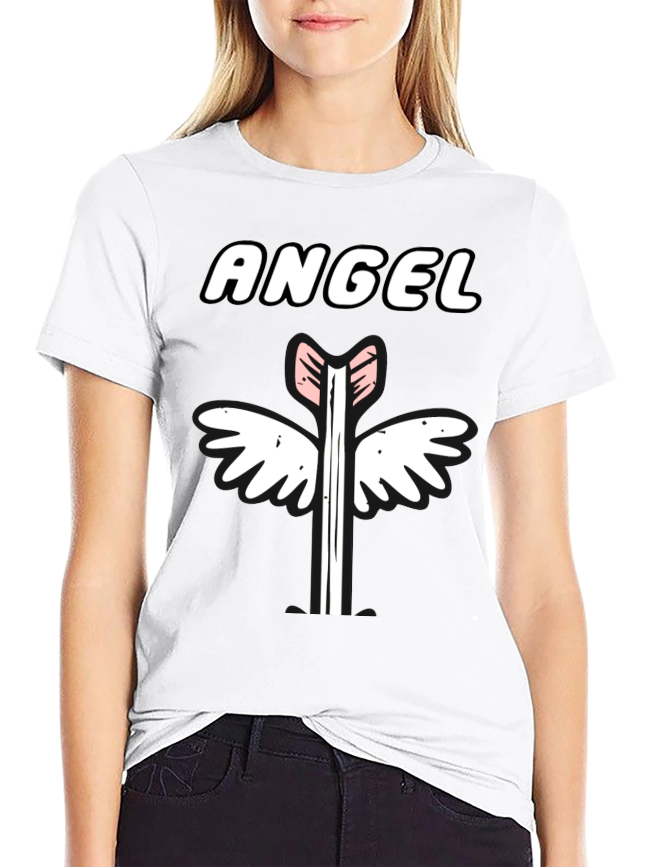 Angel Arrow Graphic Tee - Unisex Black Cotton T-Shirt