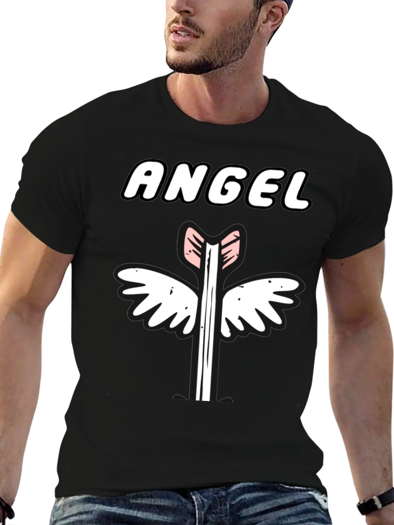 Angel Arrow Graphic Tee - Unisex Black Cotton T-Shirt