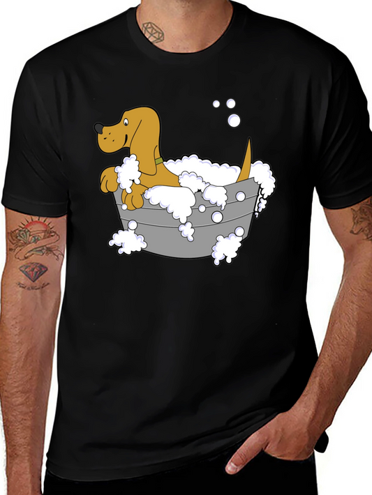 Dog in Tub T-Shirt - Cartoon Bath Time Fun