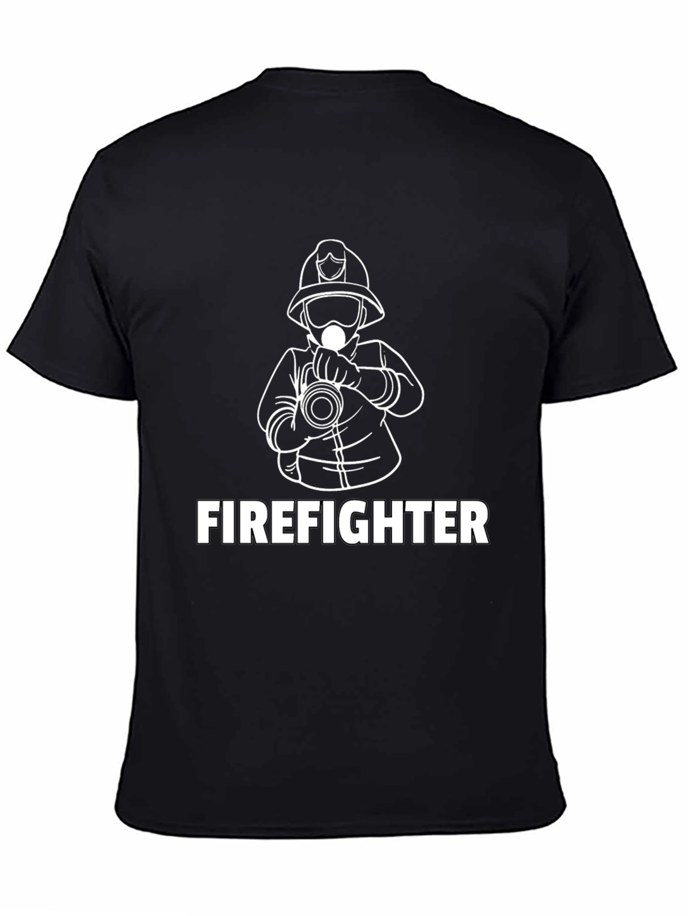 Firefighter Graphic Print Black T-Shirt