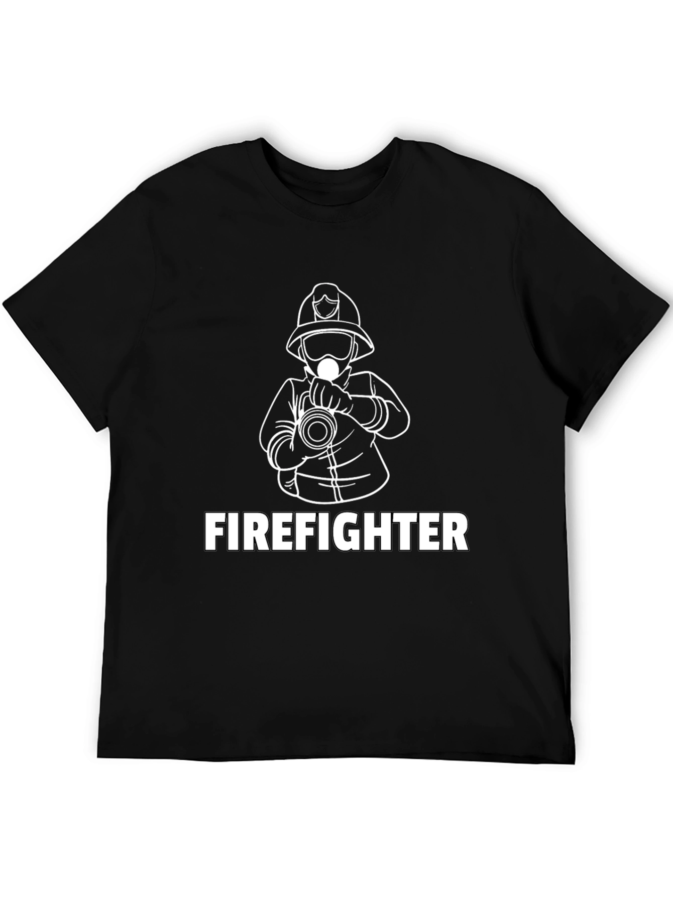 Firefighter Graphic Print Black T-Shirt