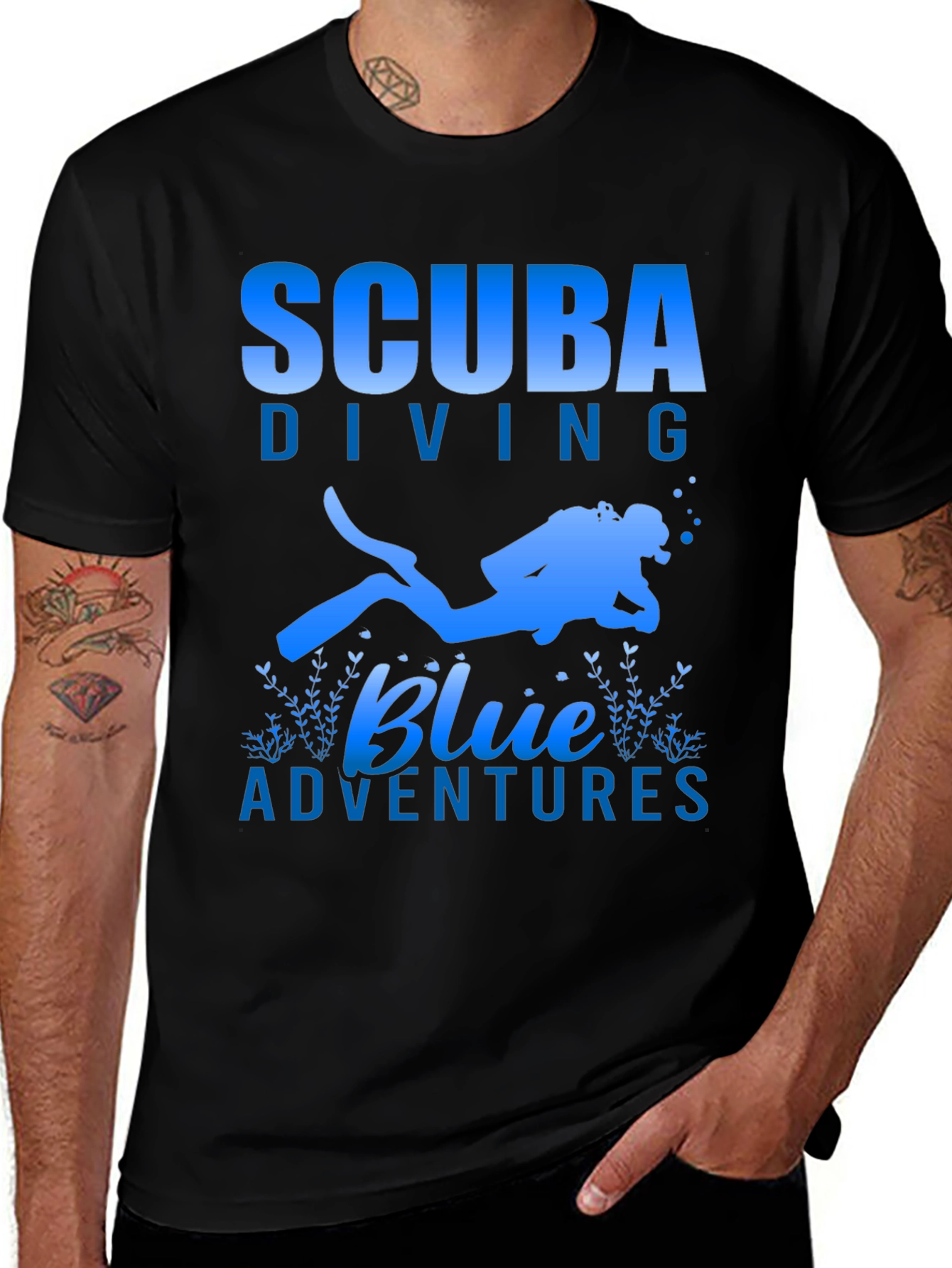 Scuba Diving Blue Adventures T-Shirt - Black