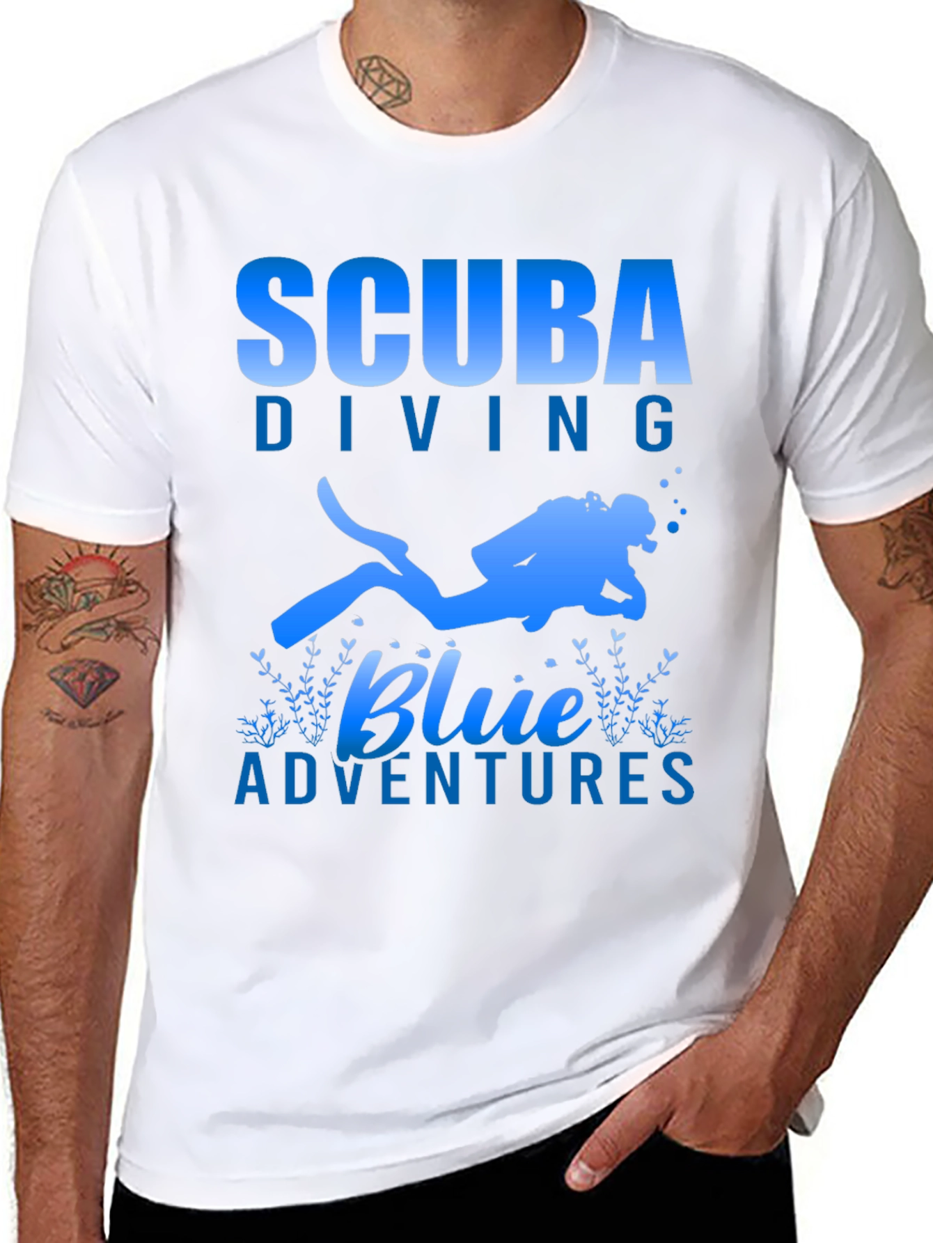 Scuba Diving Blue Adventures T-Shirt - Black