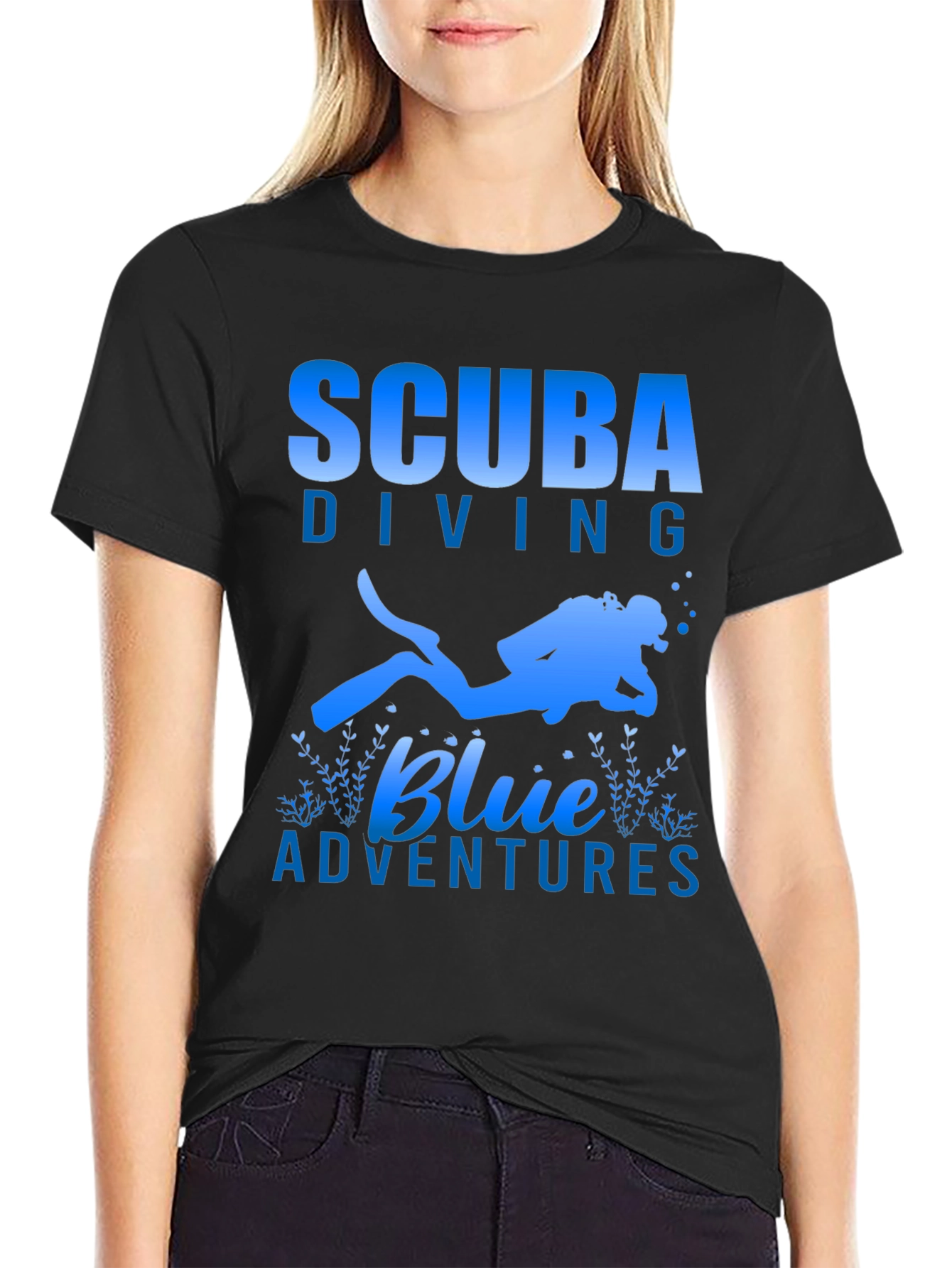 Scuba Diving Blue Adventures T-Shirt - Black