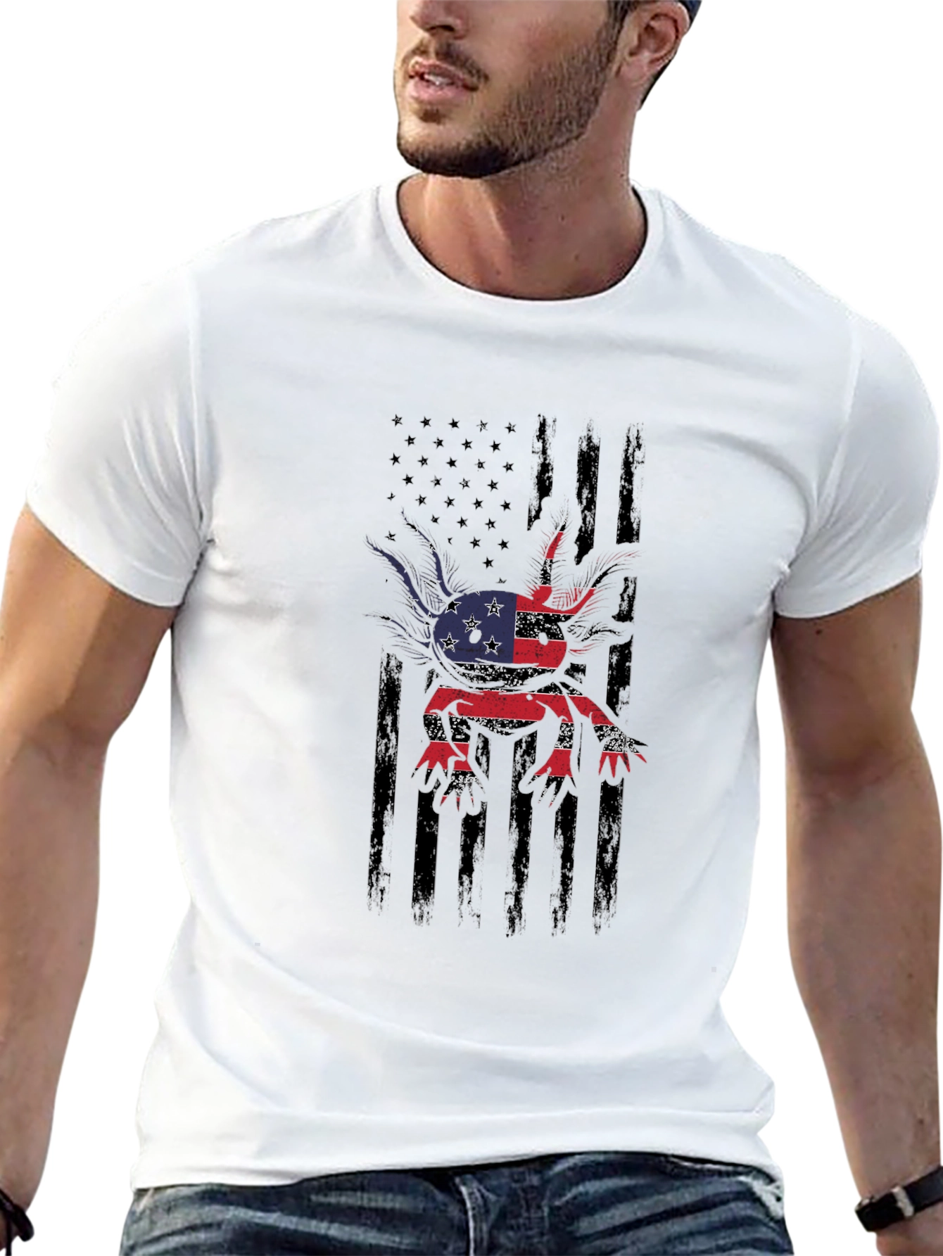 American Flag Axolotl Graphic Tee