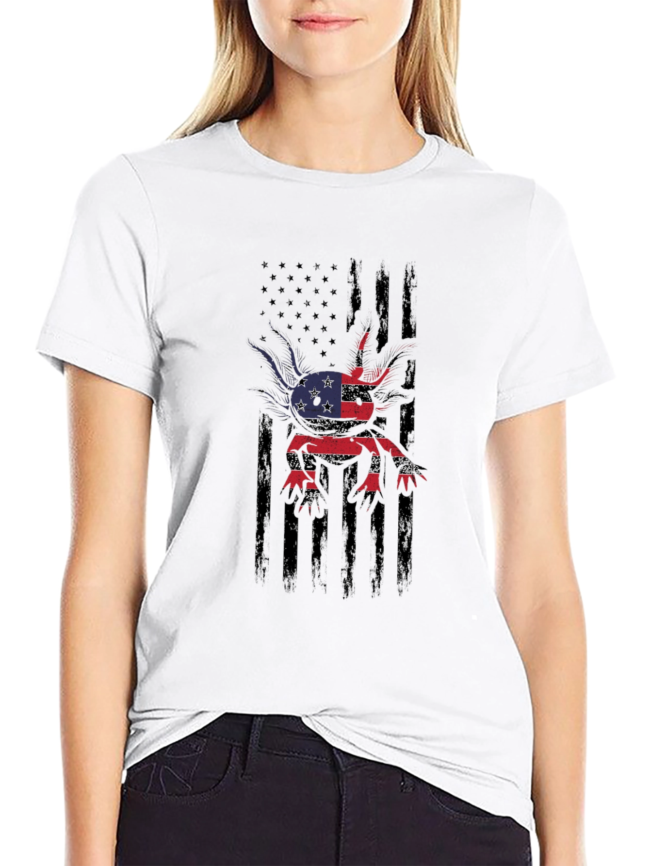 American Flag Axolotl Graphic Tee